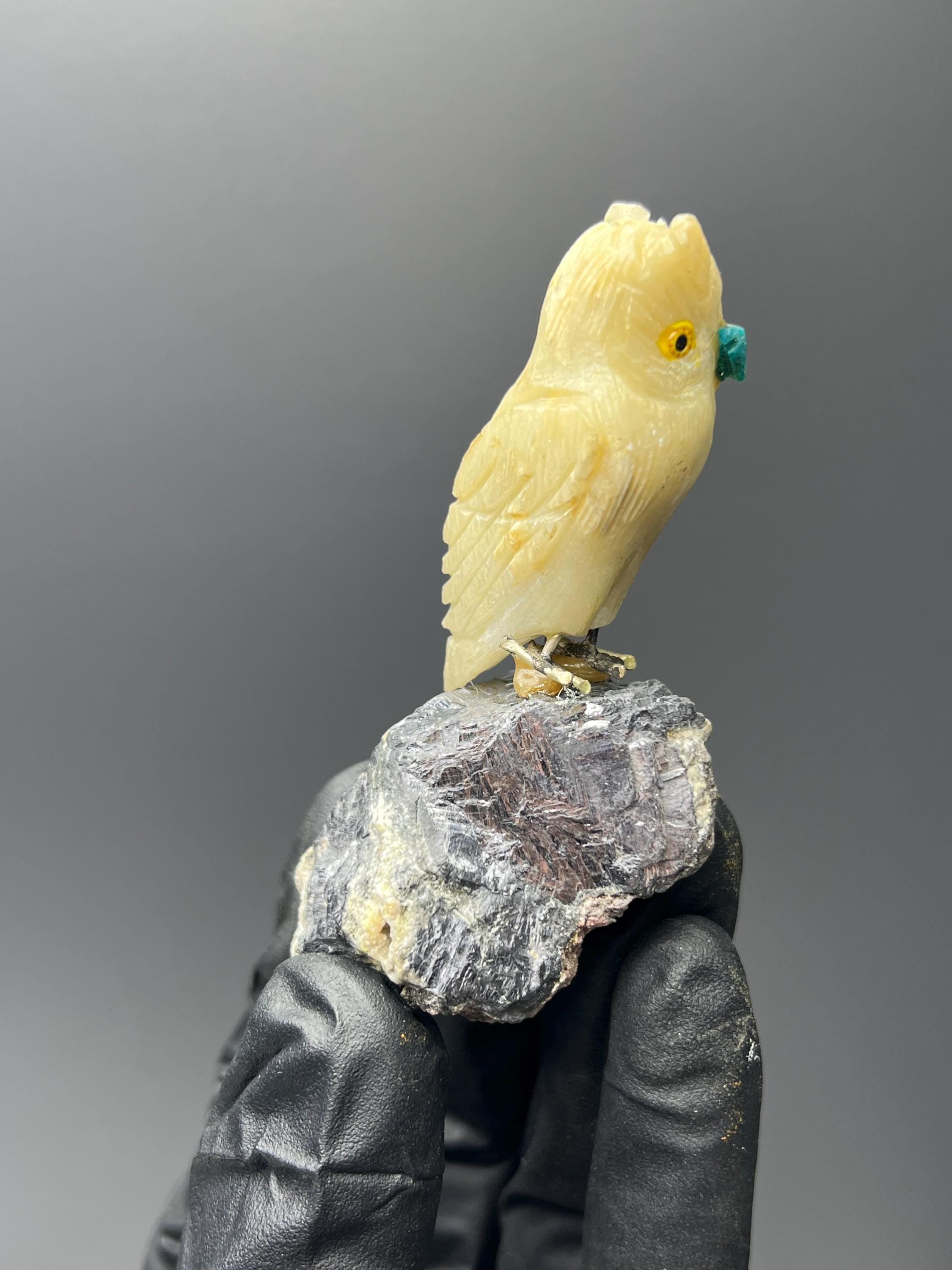Galena Stone With Natural Stone Bird - Crystal Gemstone AE 