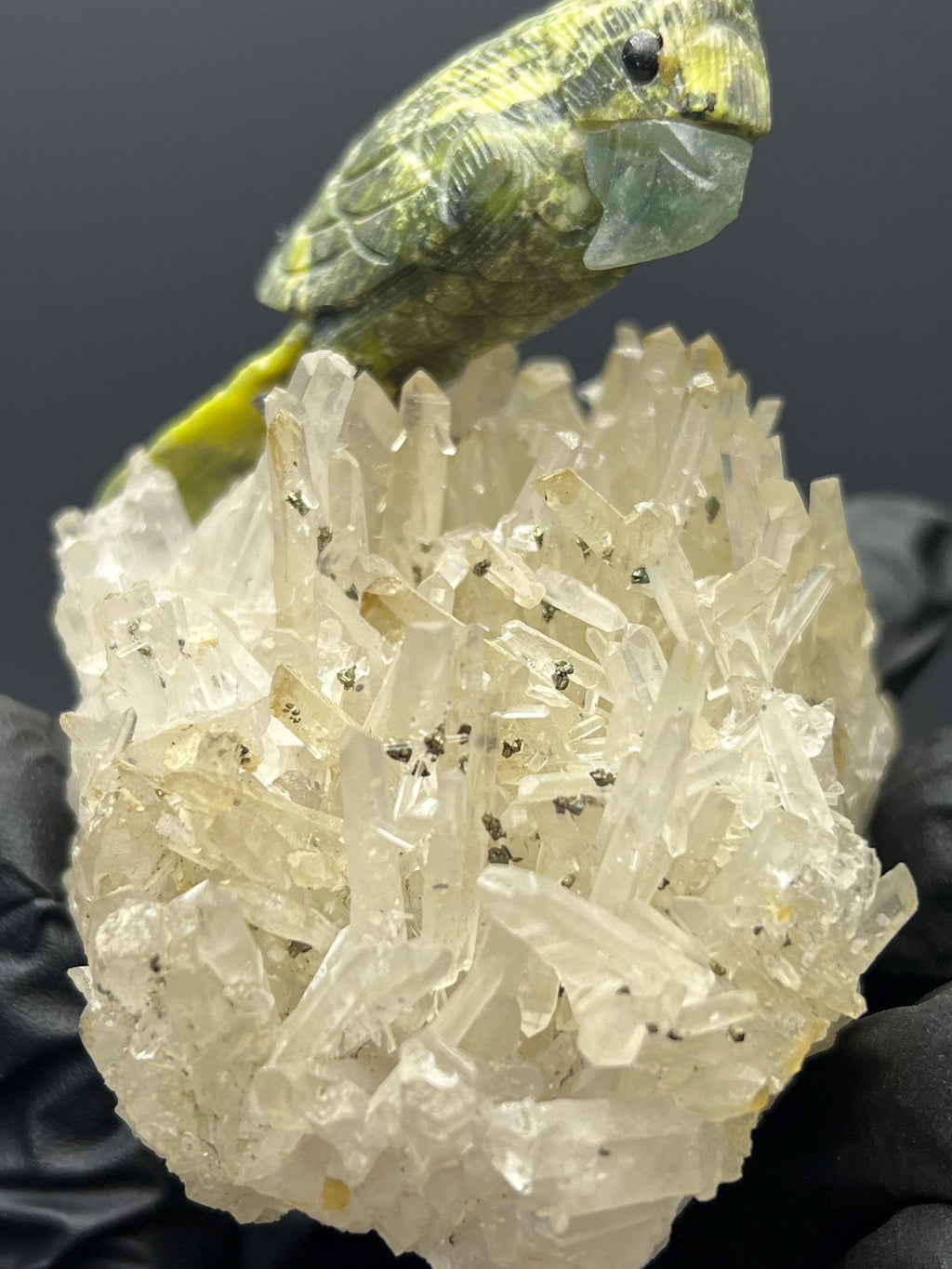 Crystal Quartz With Natural Stone Bird - Crystal Gemstone AE 