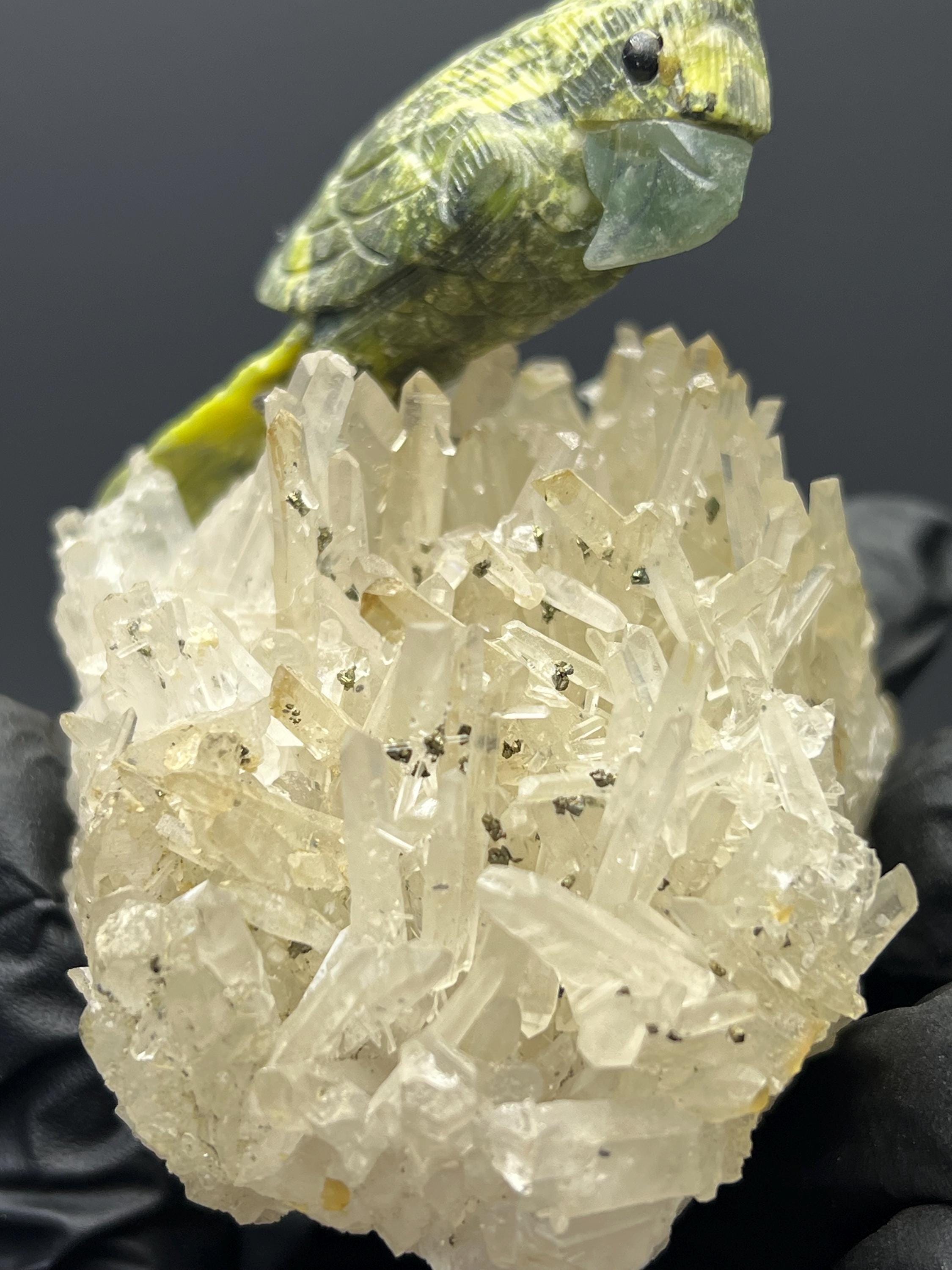 Crystal Quartz With Natural Stone Bird - Crystal Gemstone AE 