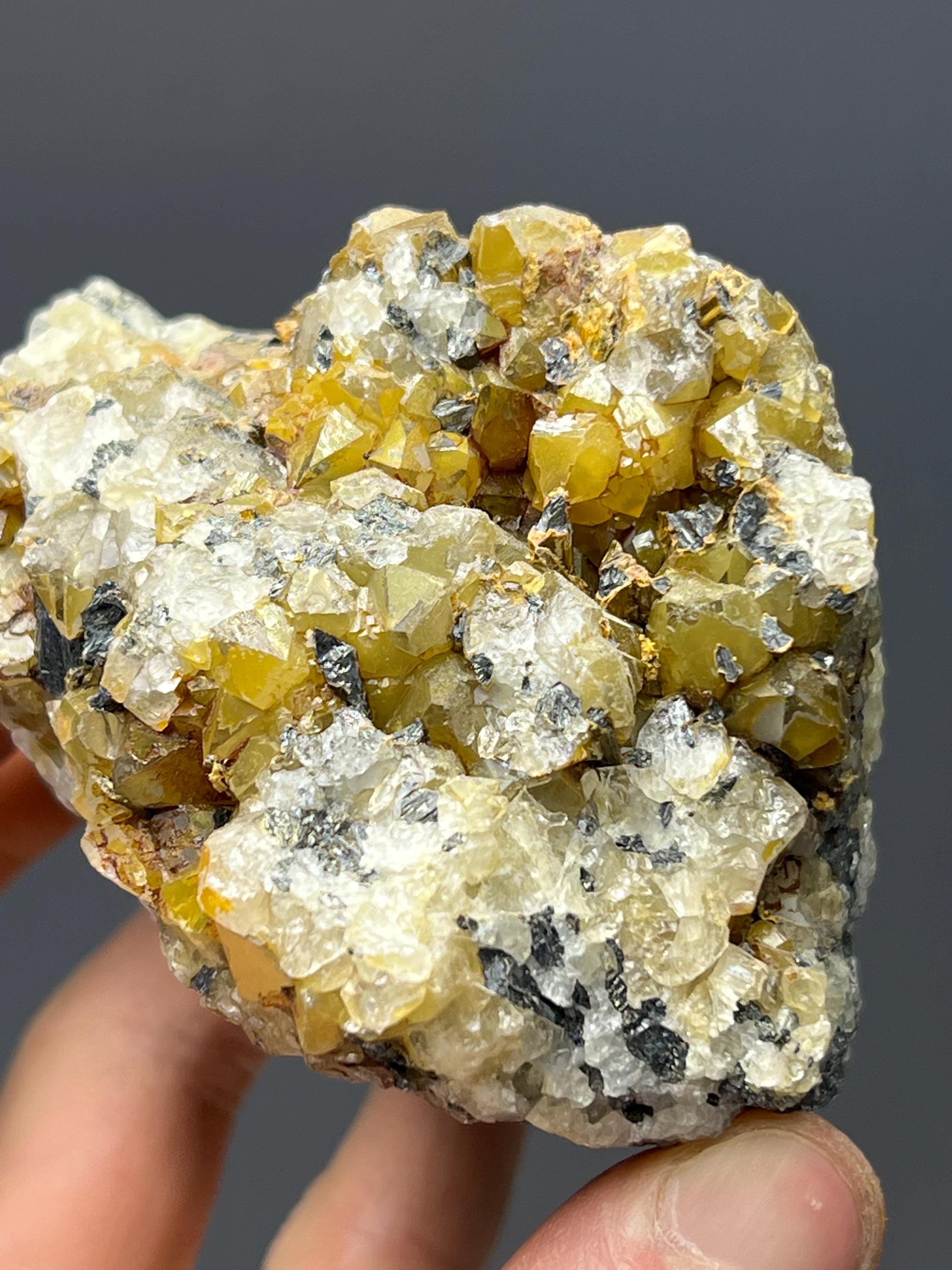 Galena With Crystal Calcite - Crystal Gemstone AE 