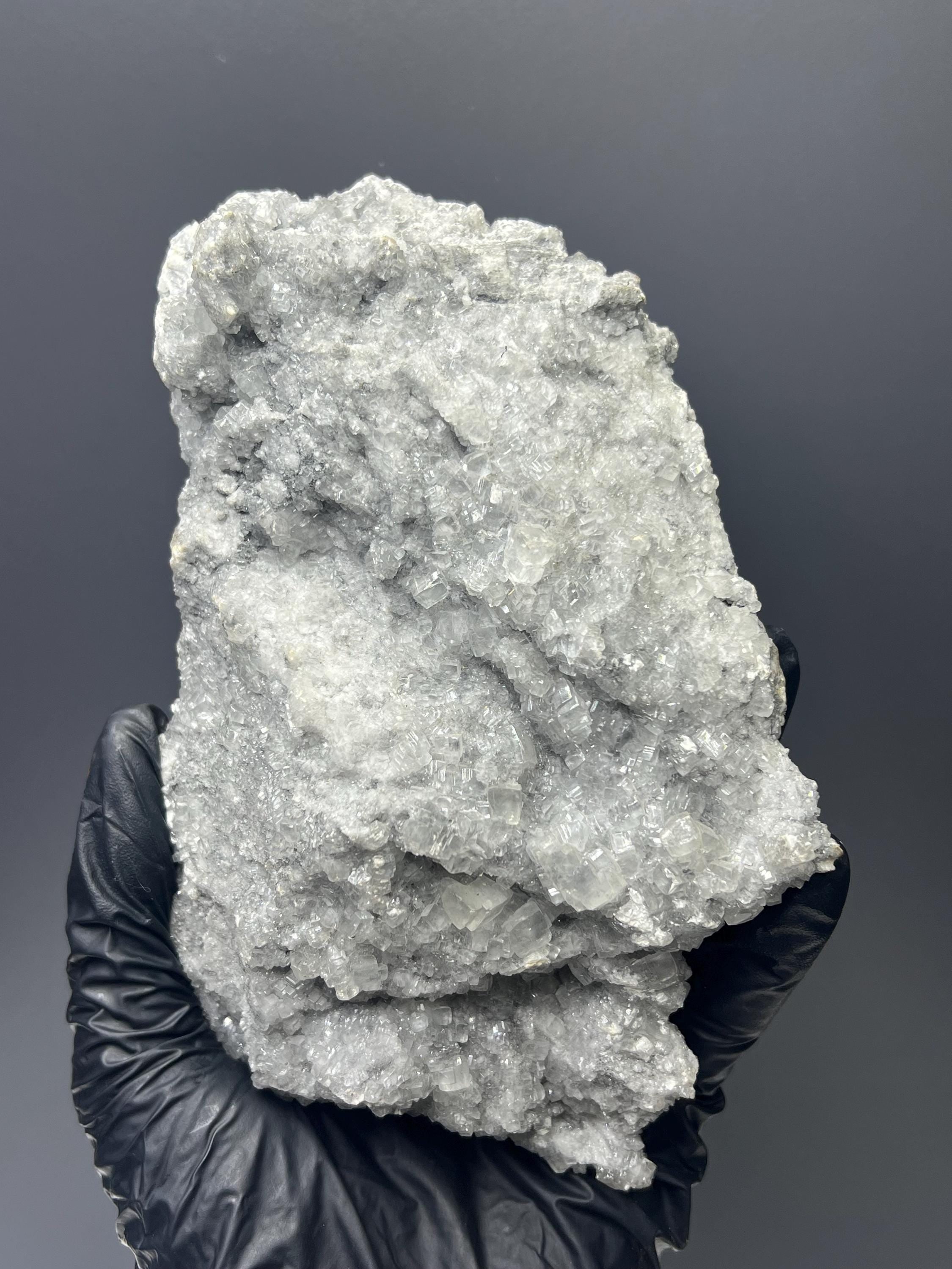 Special Cubic Clear Crystal Calcite On Gray Calcite - Crystal Gemstone AE 