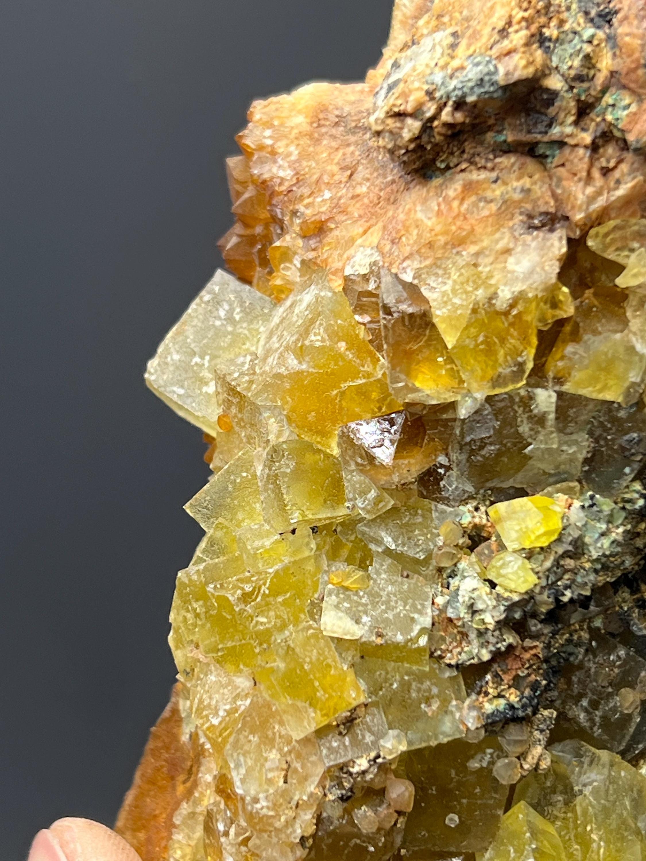 Azurite And Calcite With Sugar Fluorite Specimen - Crystal Gemstone AE 