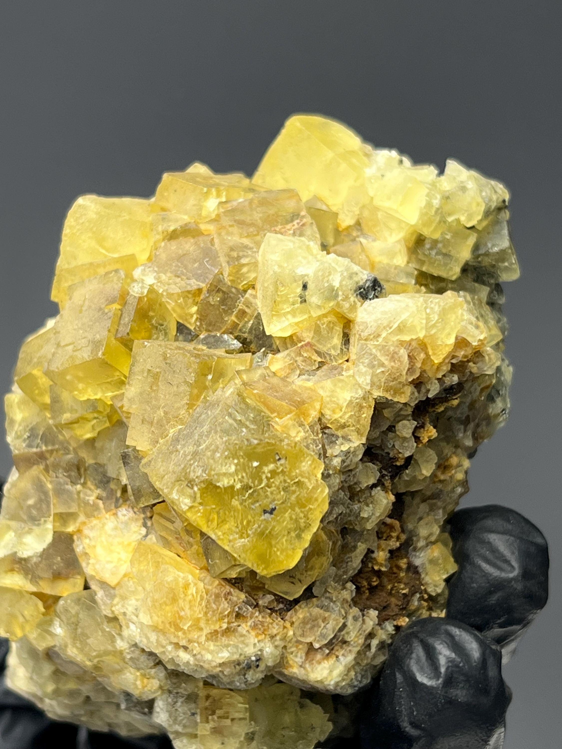 Yellow Cubic Fluorite Specimen - Crystal Gemstone AE 