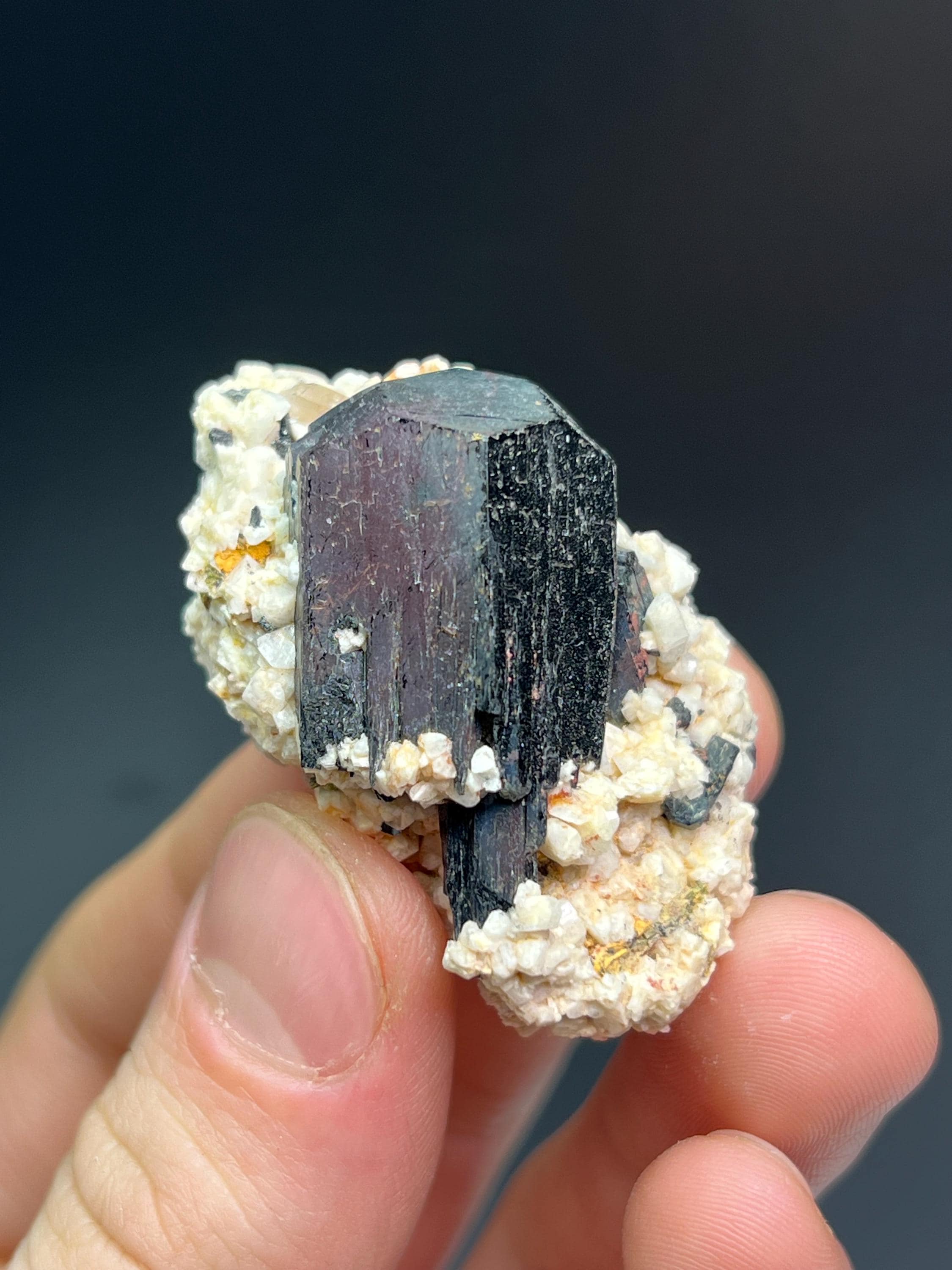Schrol Tourmaline with Mica Albite Specimen - Crystal Gemstone AE 