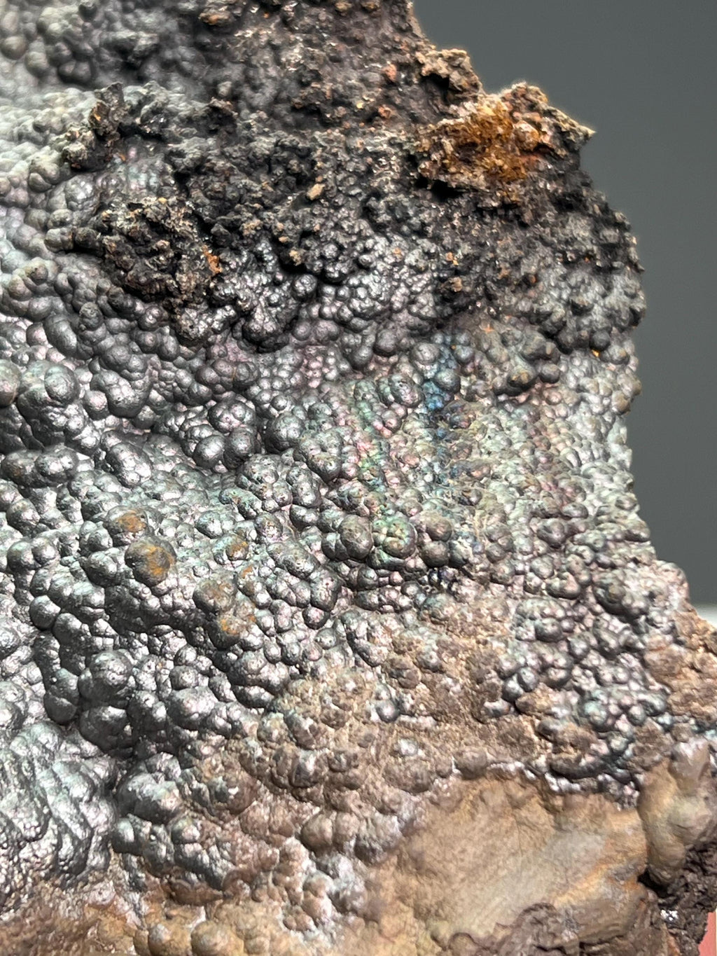 Natural Iridescent Gray Botryoidal Goethite Specimen - Crystal Gemstone AE 