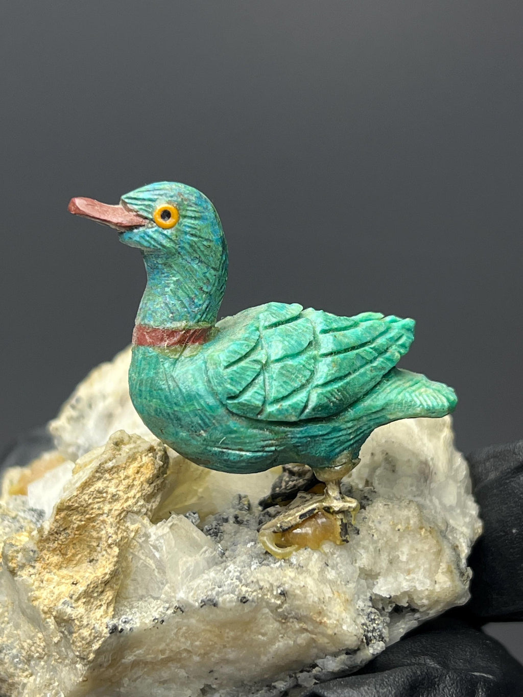 Crystal Quartz On Natural Stone Bird - Crystal Gemstone AE 