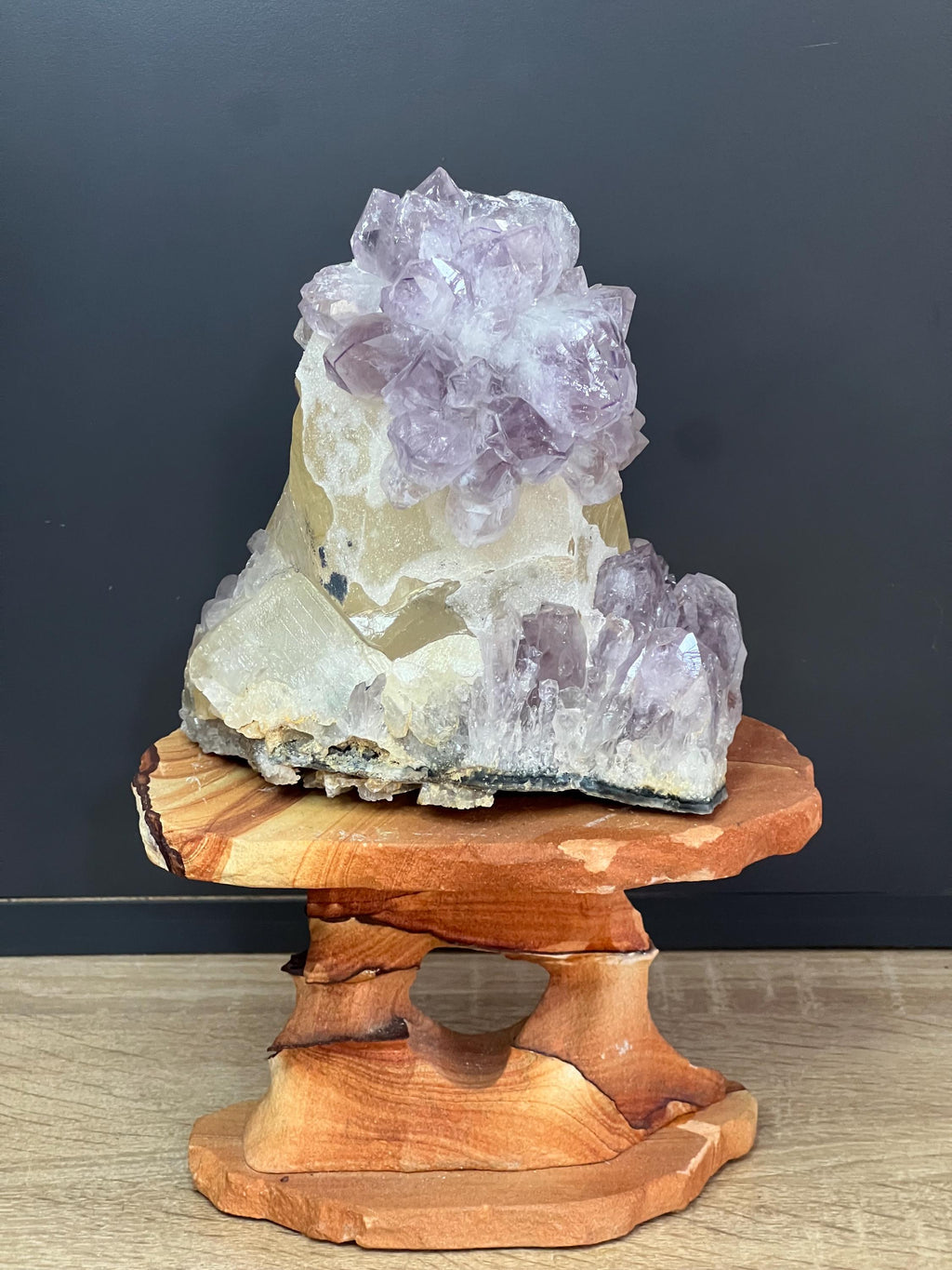 Museum Quality Very Rare Amethyst On Calcite - Crystal Gemstone AE 