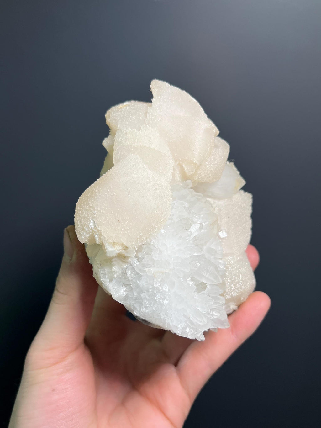 Lilac Calcite with Crystal Quartz Specimen, 884gram, Turkey Origin - Crystal Gemstone AE 