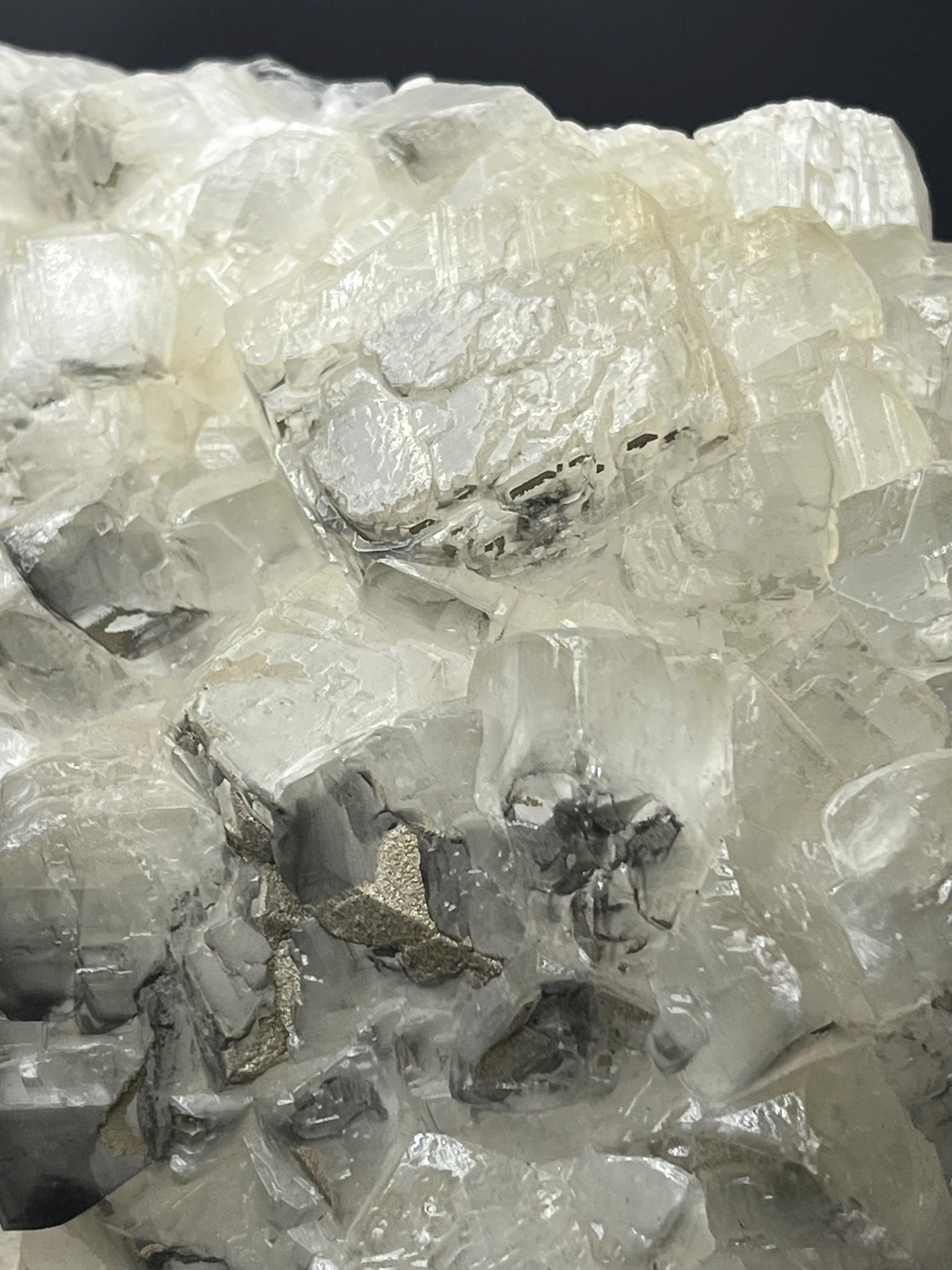 Pyrite With Cubic Gray & White Crystal Calcite - Crystal Gemstone AE 
