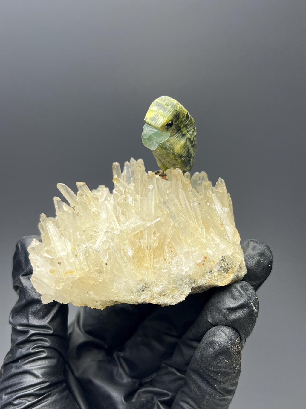 Crystal Quartz With Natural Stone Bird - Crystal Gemstone AE 