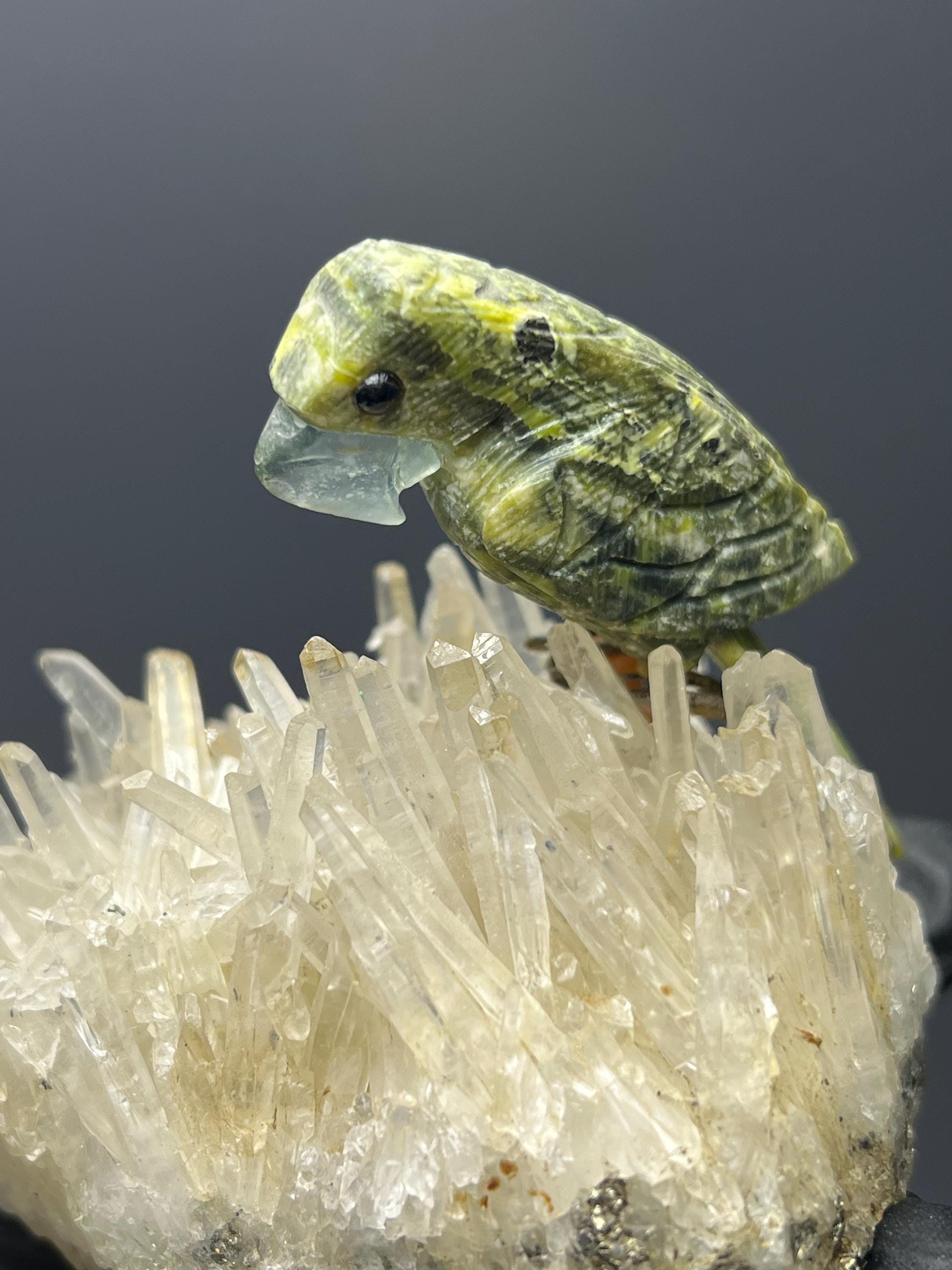 Crystal Quartz With Natural Stone Bird - Crystal Gemstone AE 