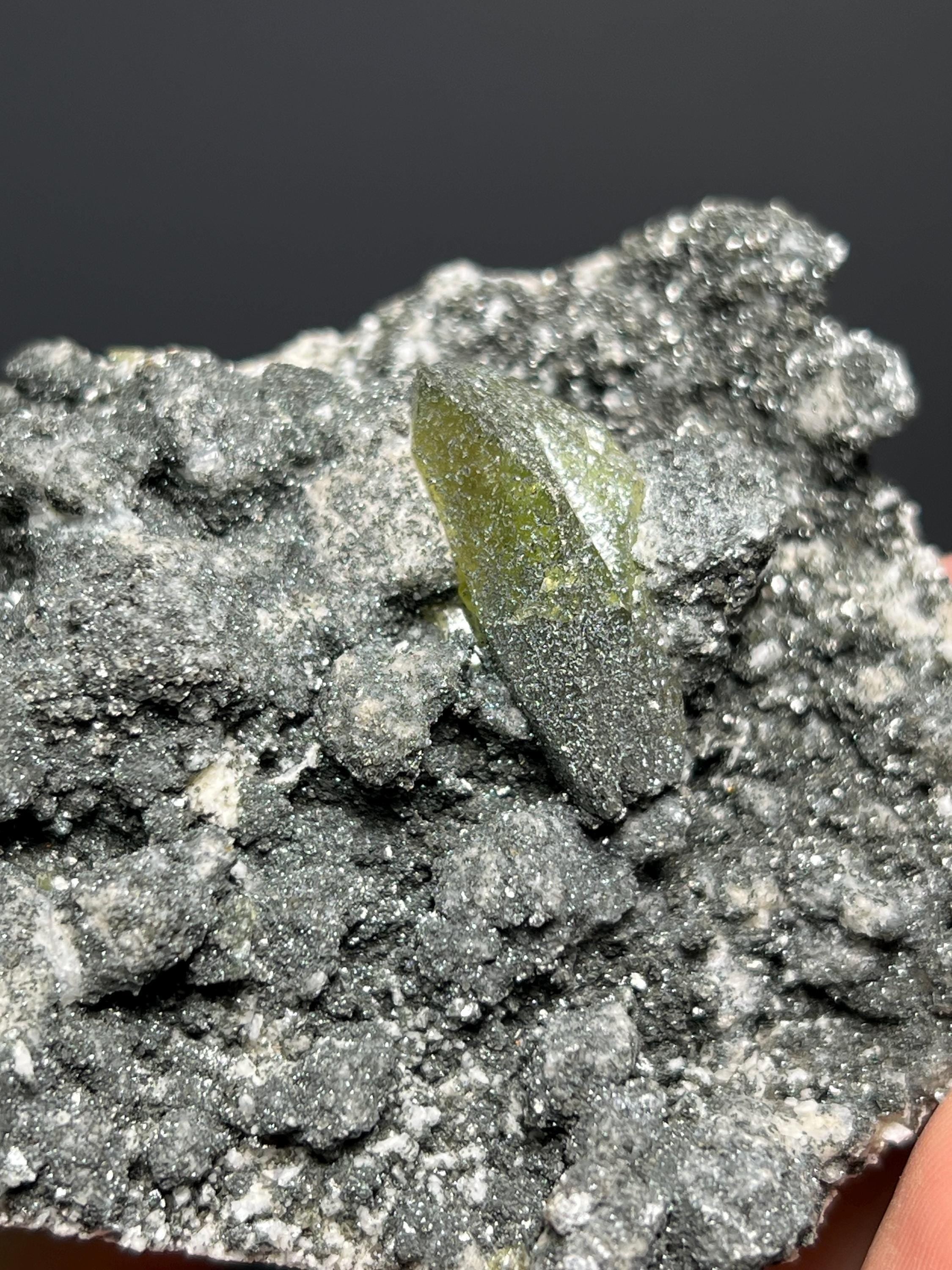 Titanite On Mottranite - Madagascar - Crystal Gemstone AE 