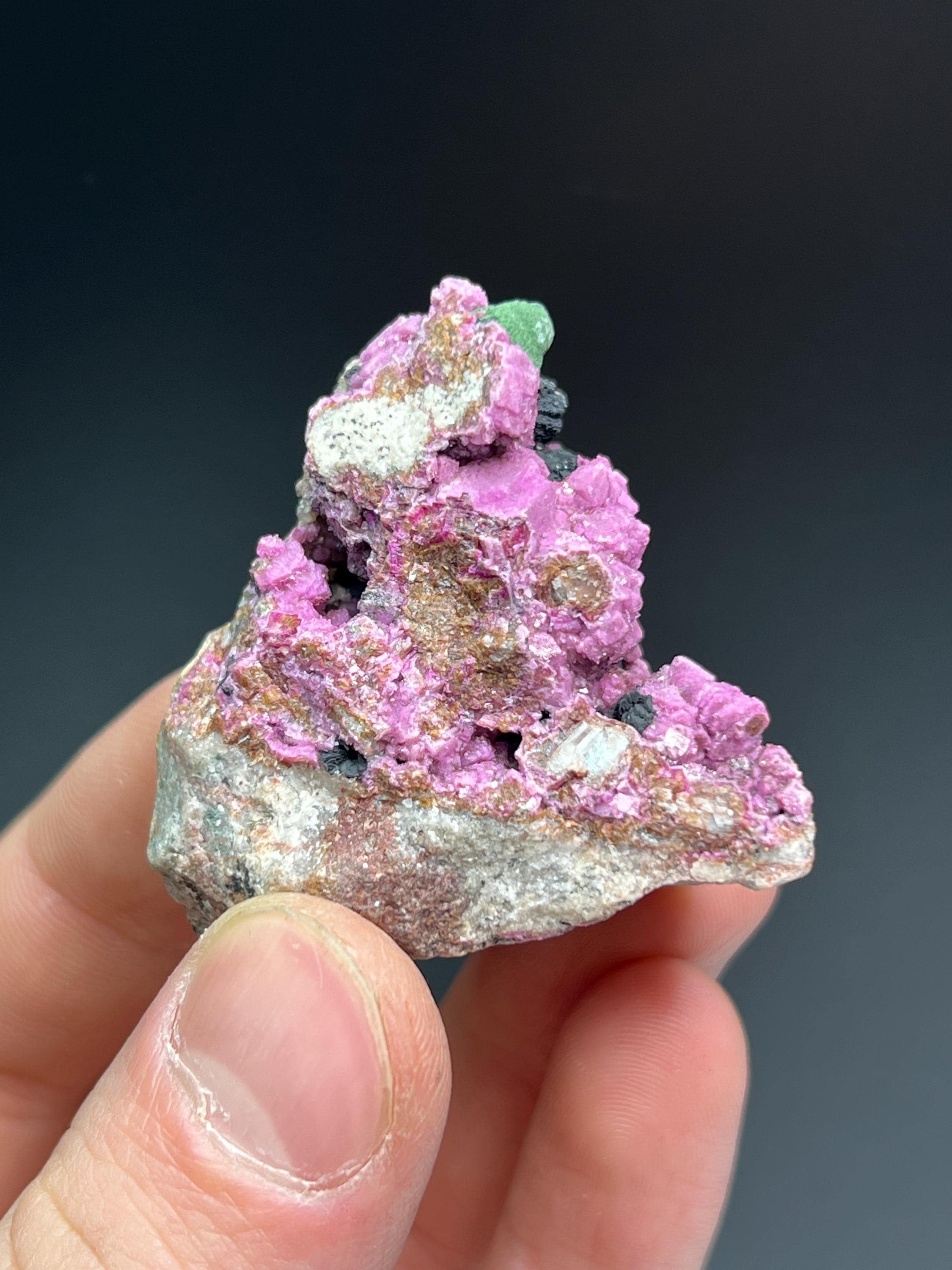 Kolwezite / Malachite On Cobalton Calcite On Quartz - Crystal Gemstone AE 