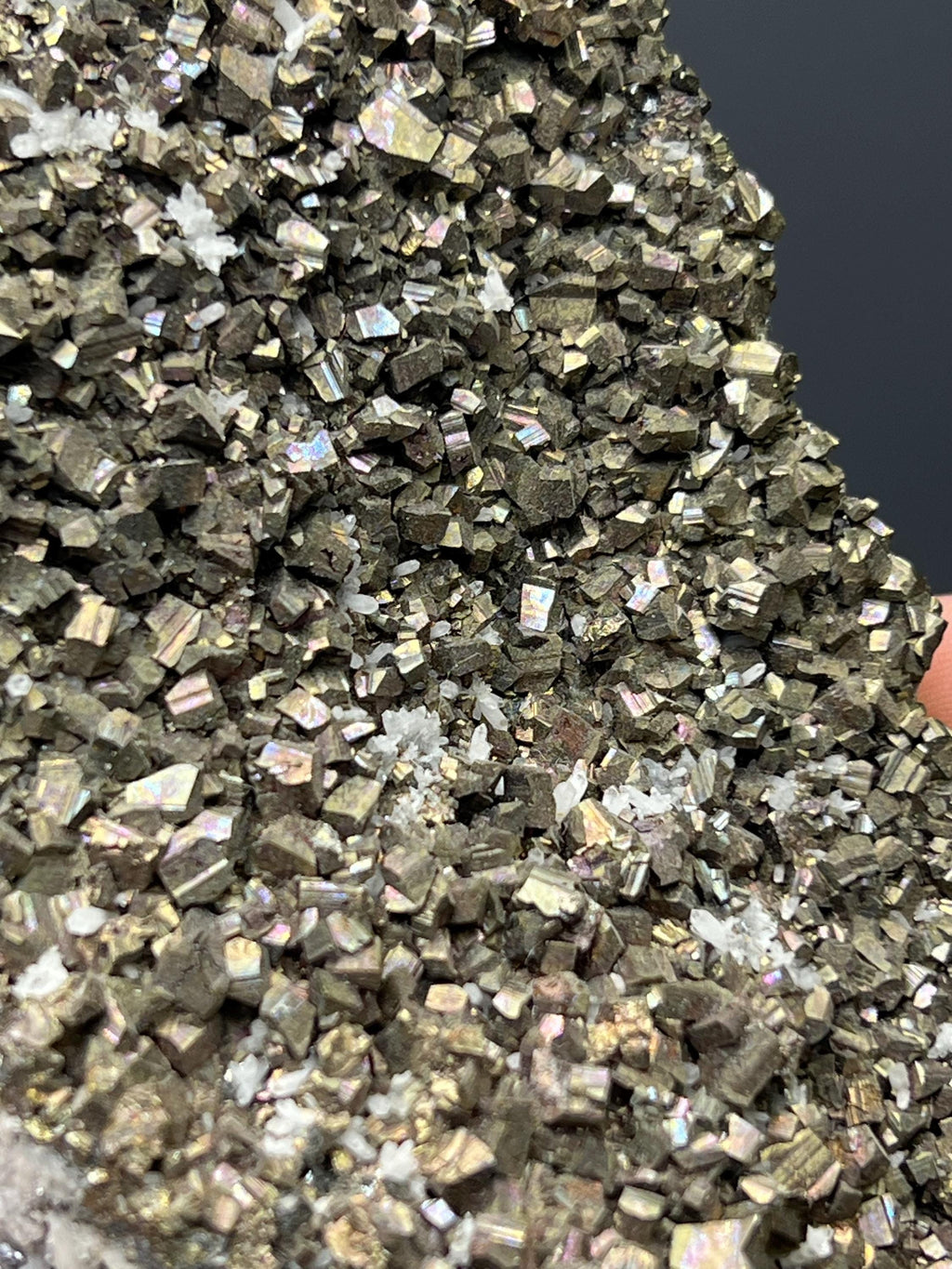 Rainbow Pyrite With Crystal Quartz - Crystal Gemstone AE 