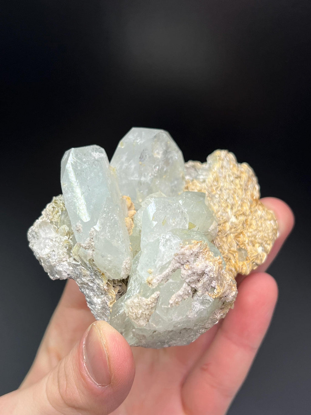 Aquamarine And Muscovite With Quartz - Crystal Gemstone AE 