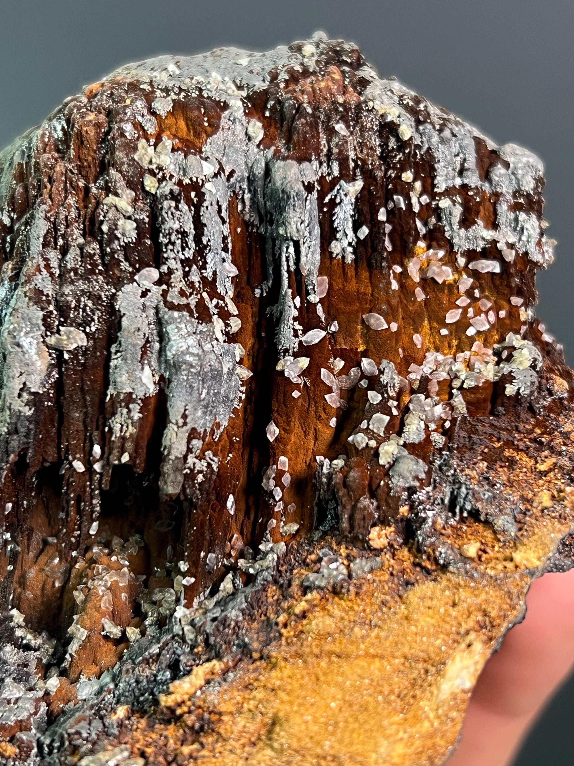 Museum Grade Limonite And Crystal Barite With Stalactite Goethite - Crystal Gemstone AE 