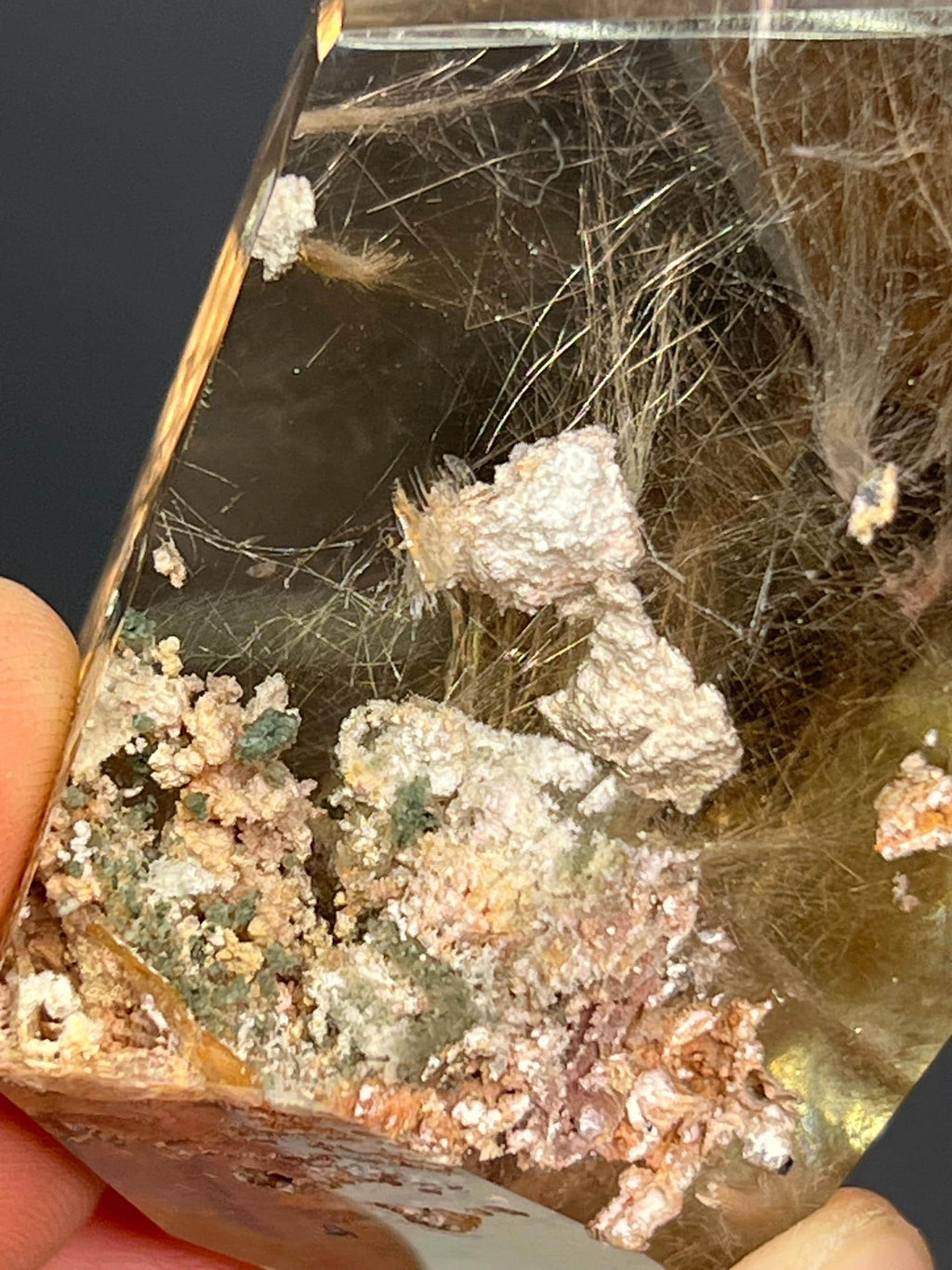Top Grade, Calcite And Rutilated With Smoky Quartz - Crystal Gemstone AE 