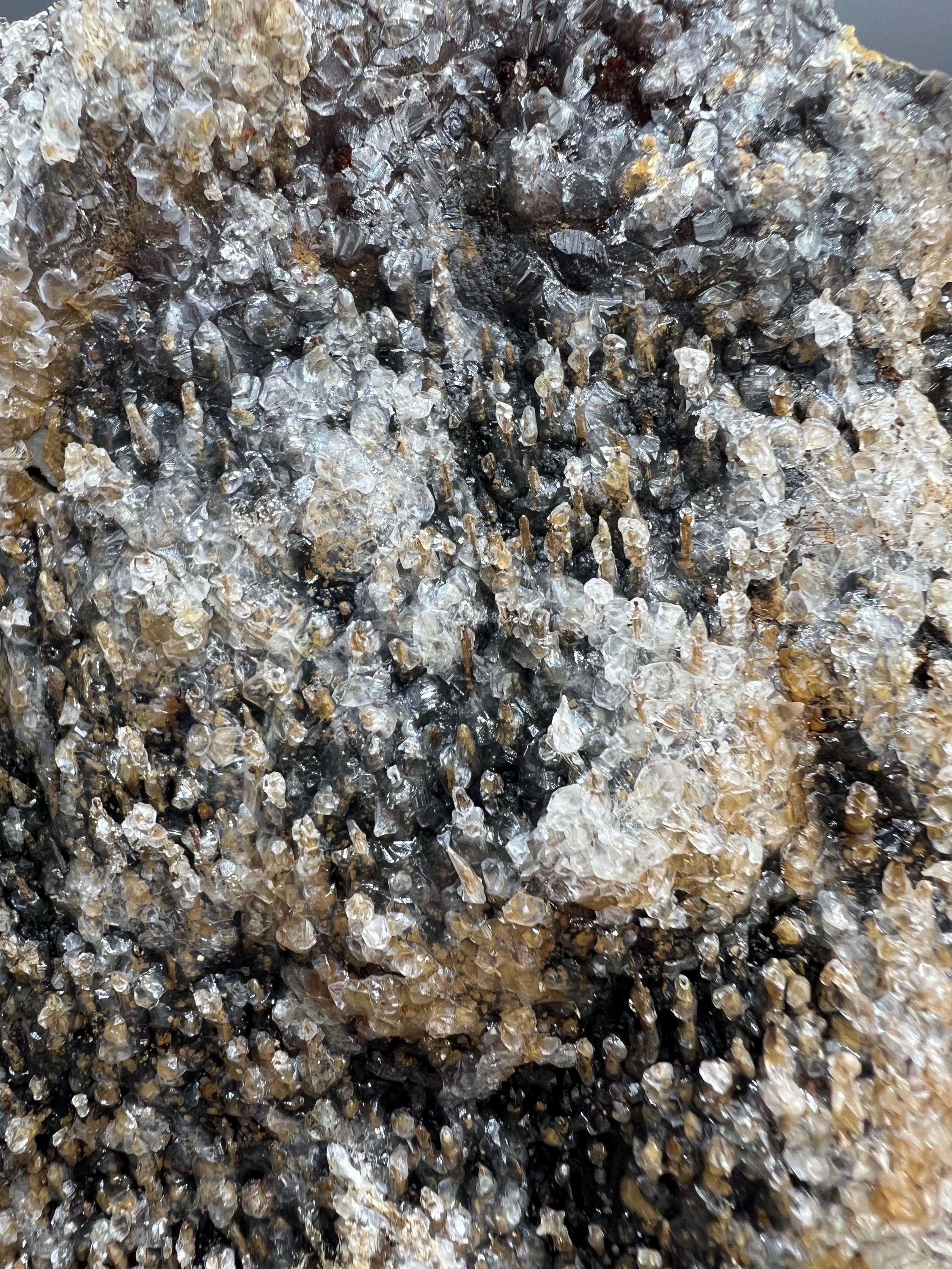 Very special museum quality crystal calcite and barite on stalactite hematite, Special collection piece - Crystal Gemstone AE 