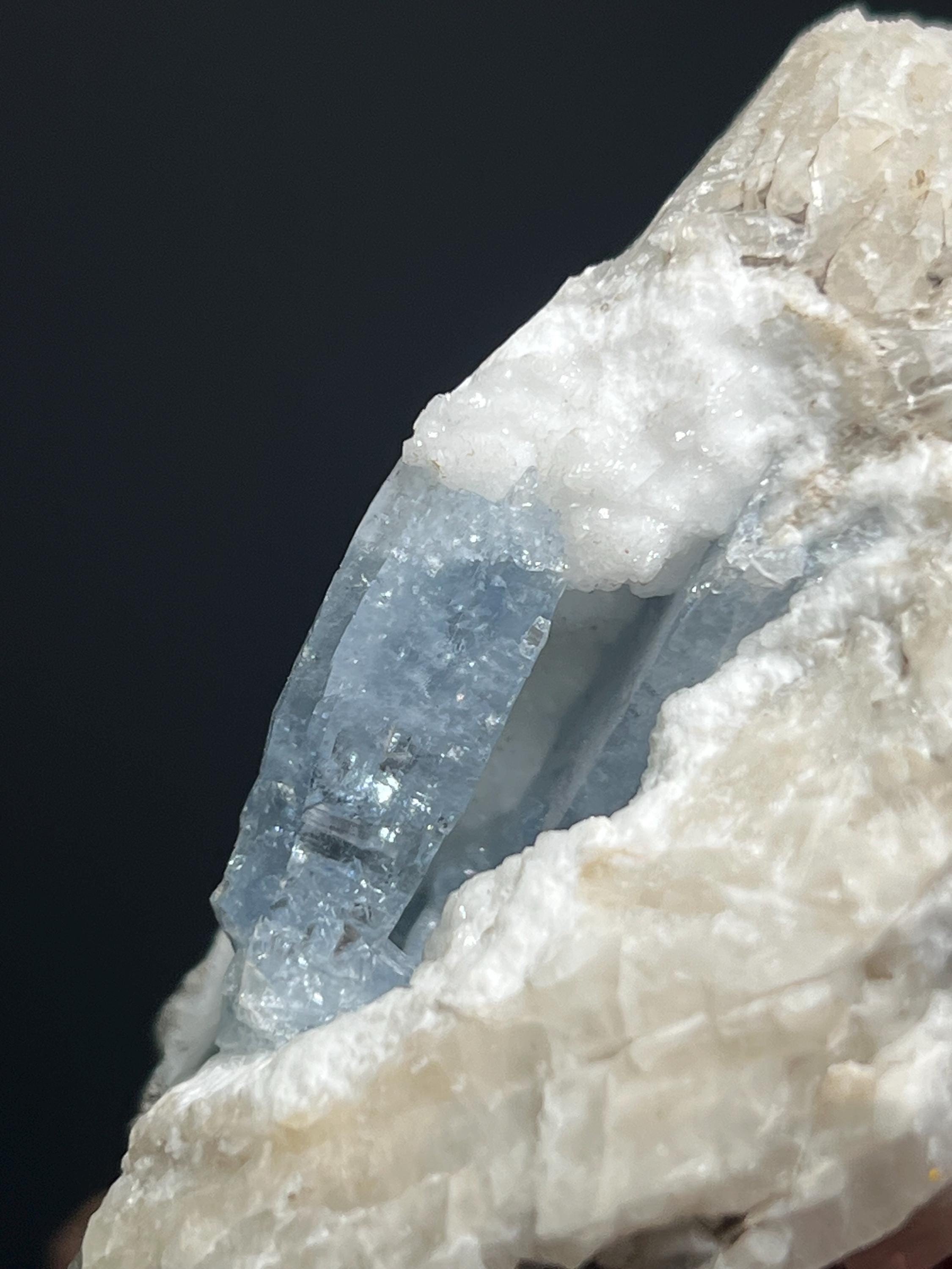 Blue Celestine On Colemanite Specimen, 166gram - Crystal Gemstone AE 