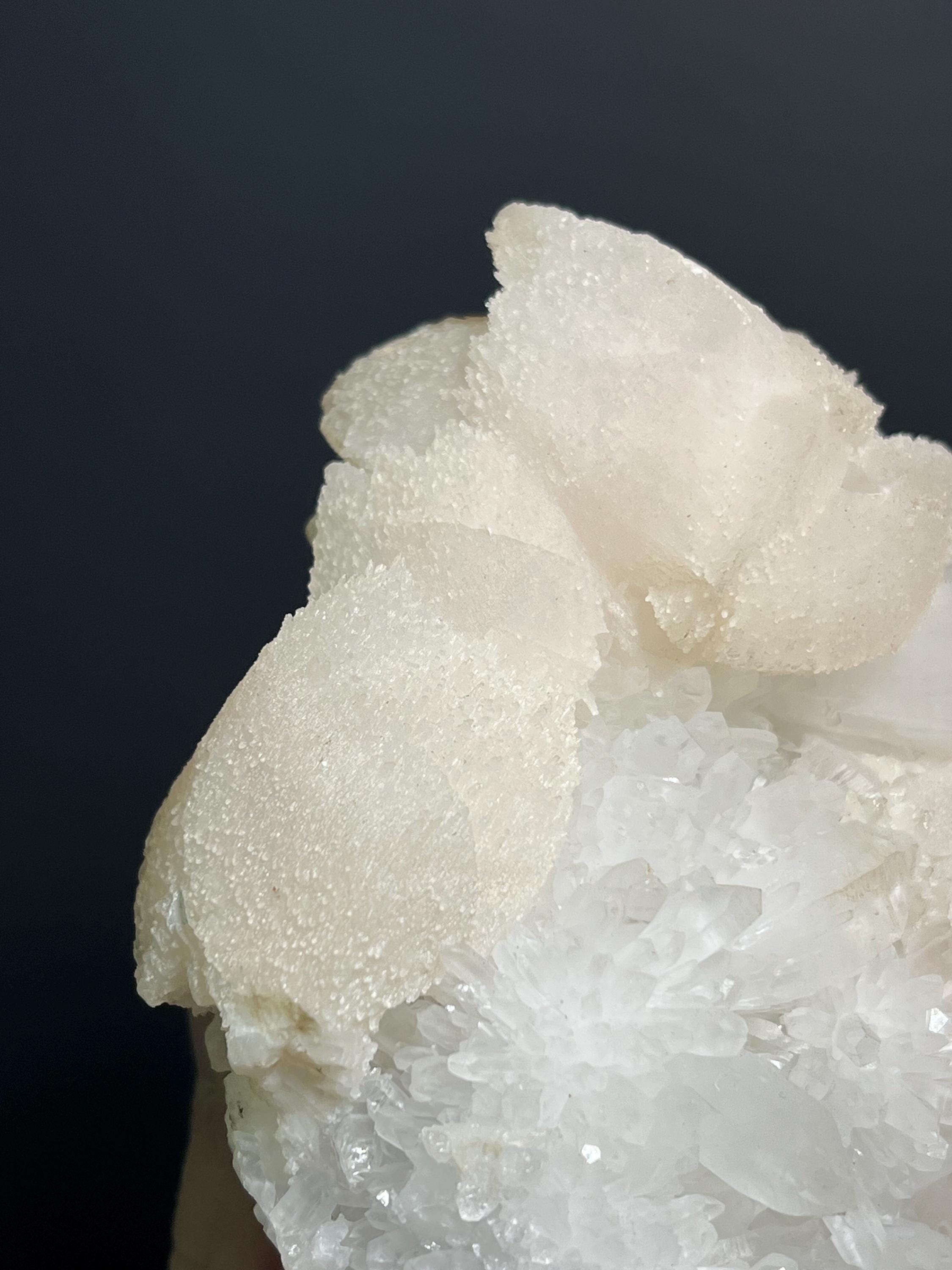 Lilac Calcite with Crystal Quartz Specimen, 884gram, Turkey Origin - Crystal Gemstone AE 