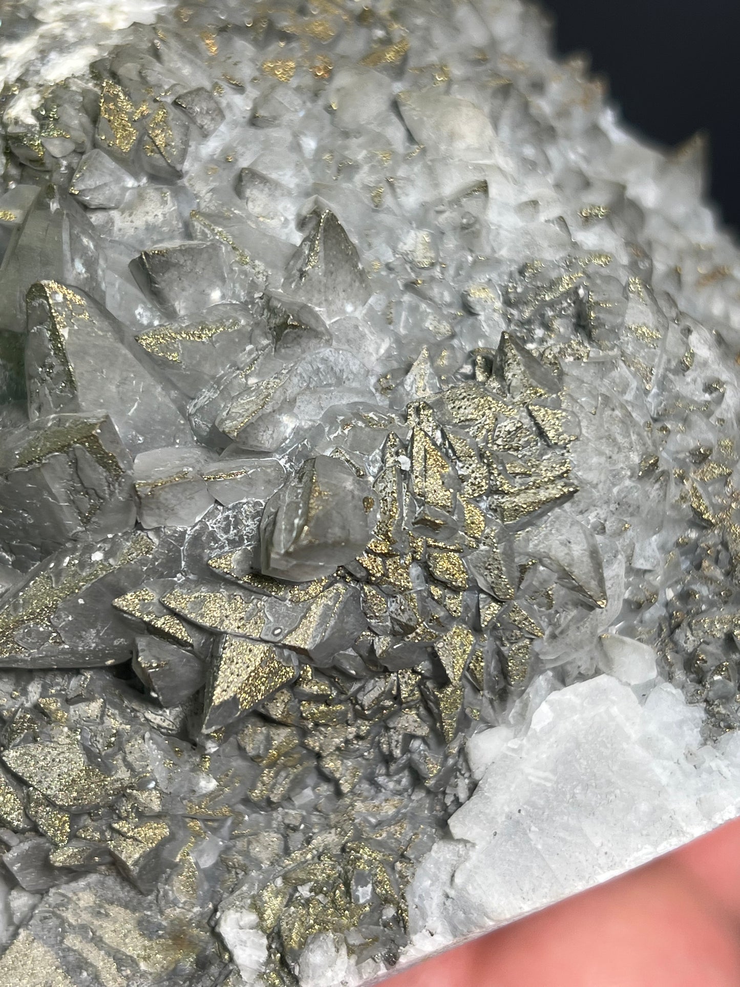Chalcopyrite On Gray Crystal Calcite