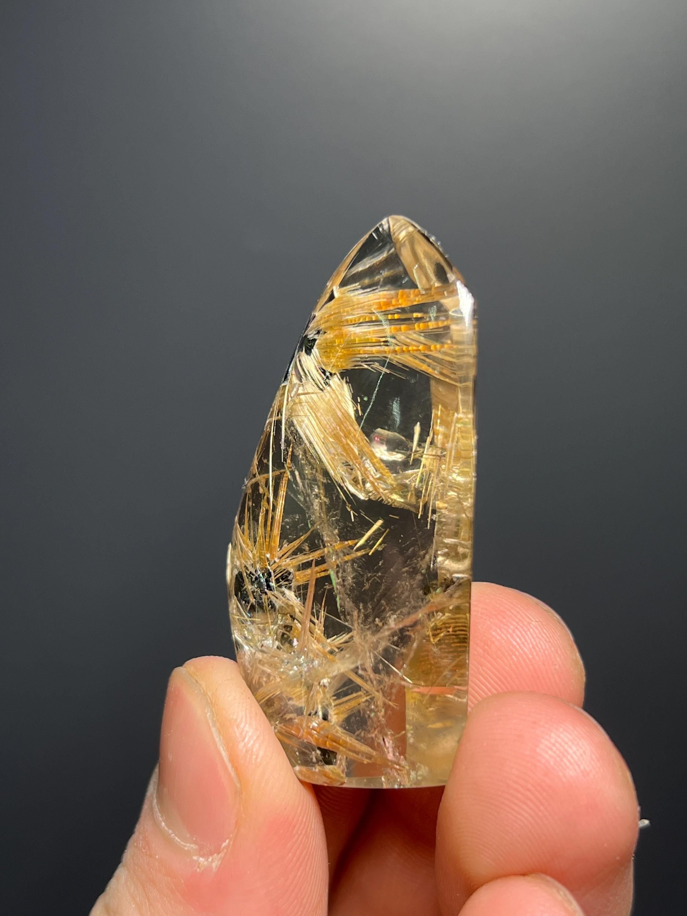 Golden Rutile Hematite Quartz Specimen, Natural Crystal from Brazil - Crystal Gemstone AE 