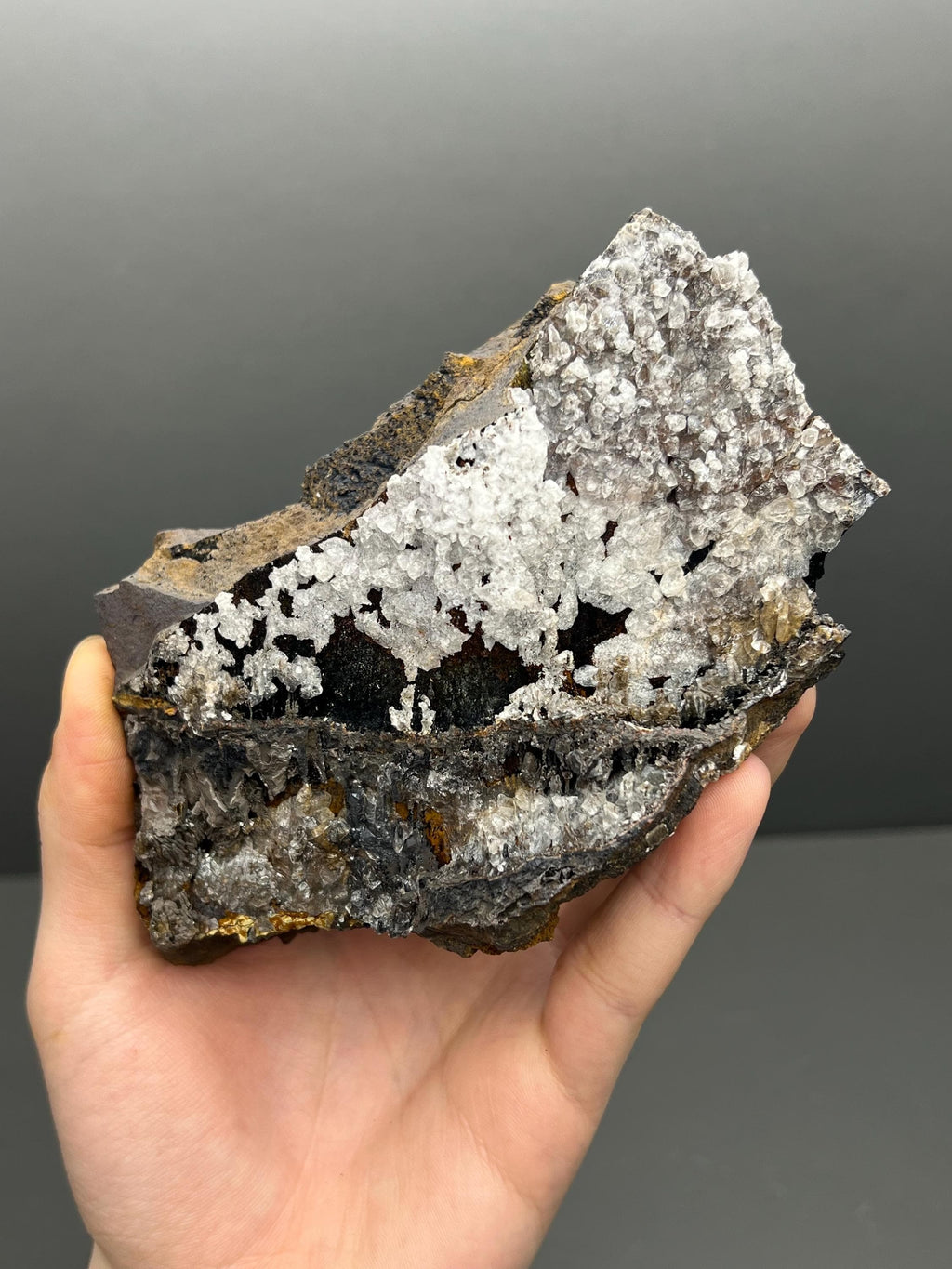 Crystal Calcite On Hematite - Crystal Gemstone AE 