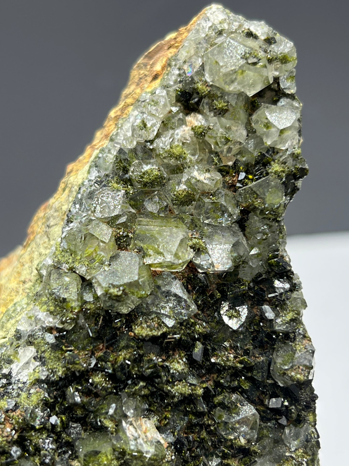 Black Epidote And Green Epidote With Lodolite Quartz