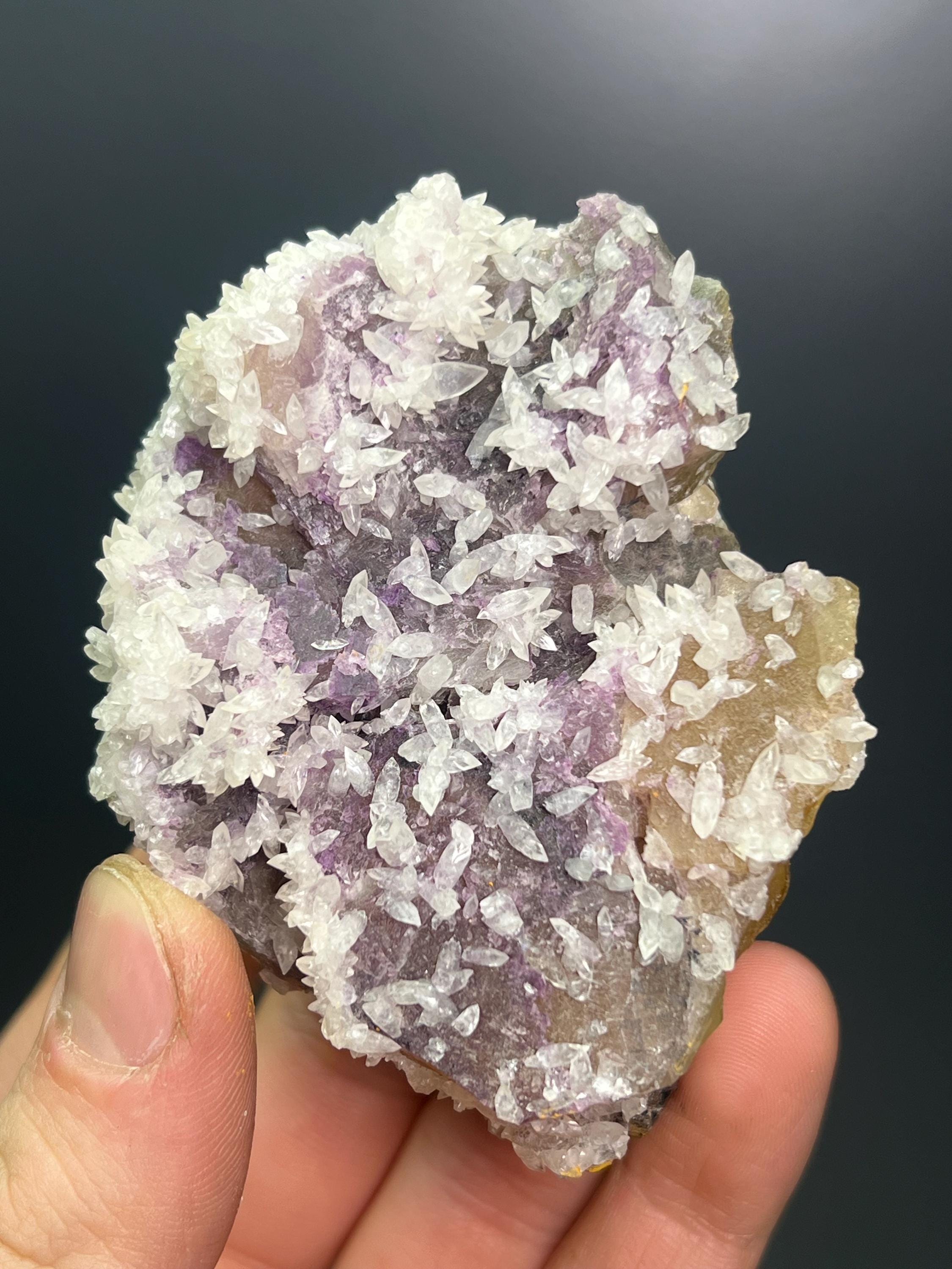 Very Special Item! Calcite With Pink And Yellow Fluorite Specimen - Crystal Gemstone AE 