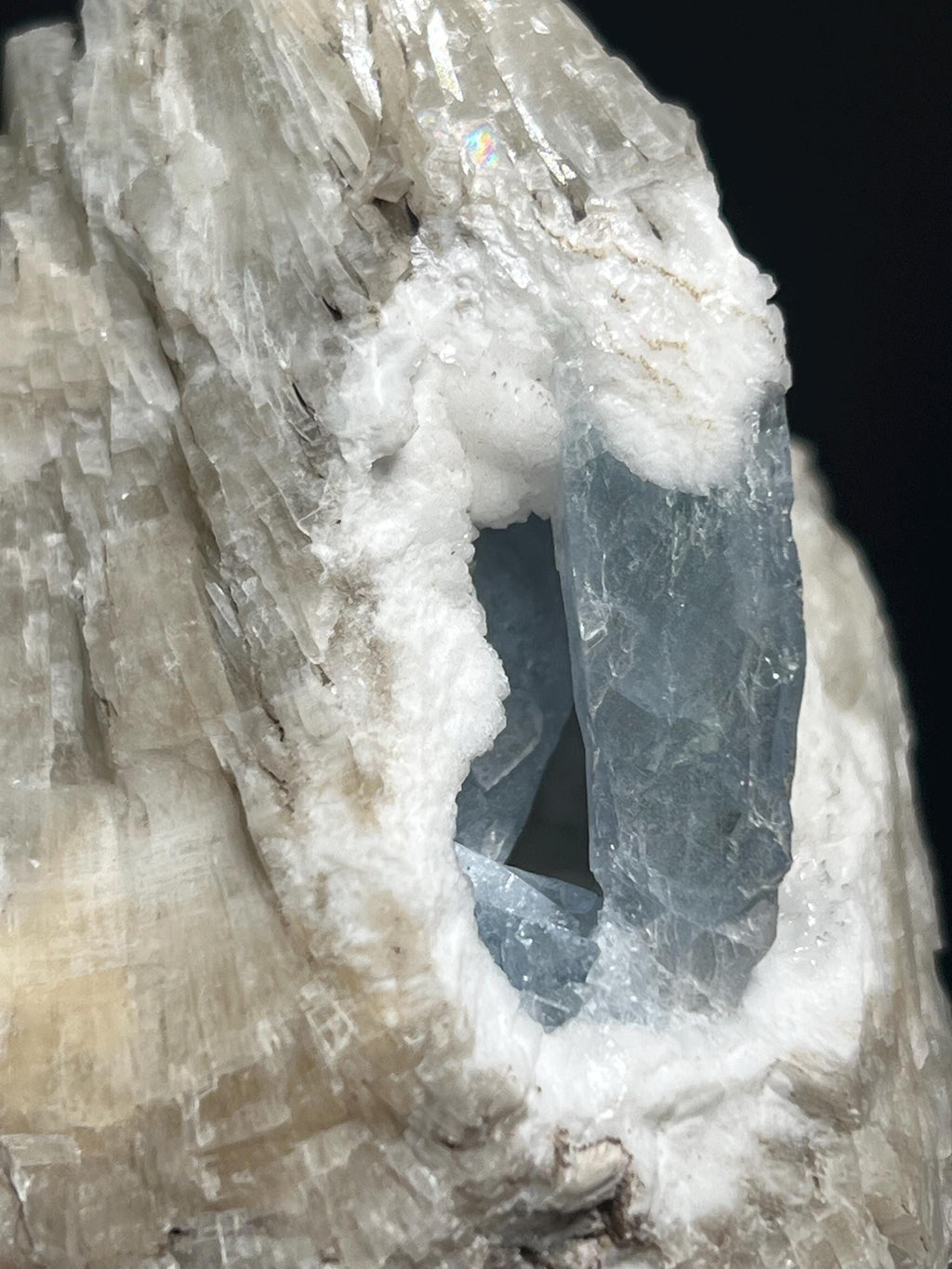 Blue Celestine On Colemanite Specimen, 166gram - Crystal Gemstone AE 