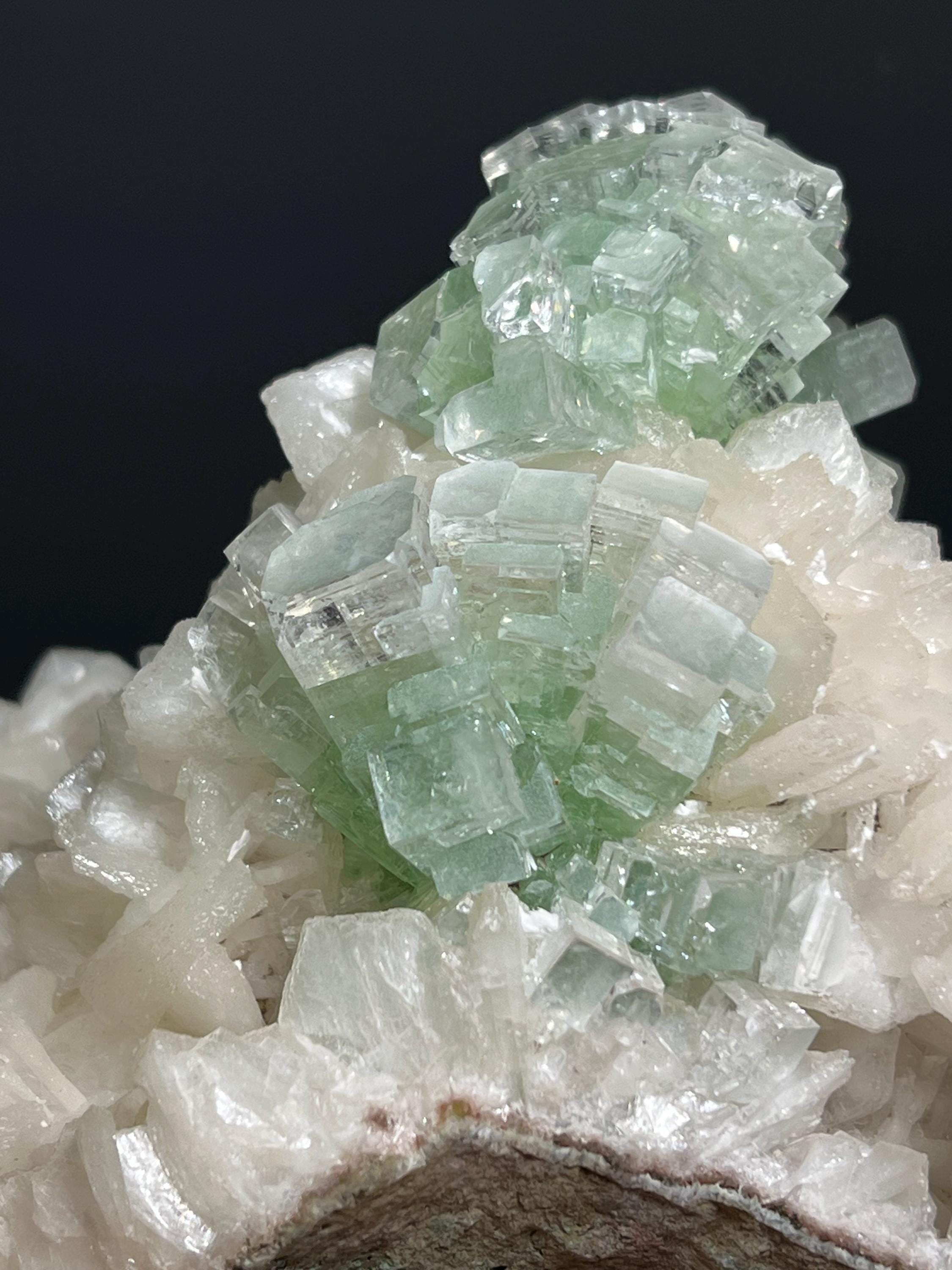 Museum Grade, Discoball Fluorapophyllite With Stilbite - Crystal Gemstone AE 