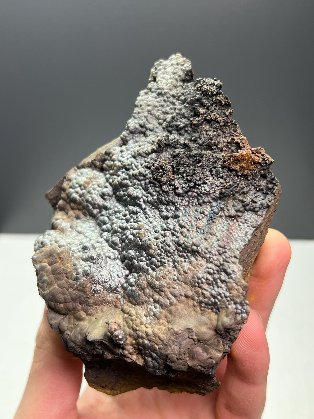 Natural Iridescent Gray Botryoidal Goethite Specimen - Crystal Gemstone AE 