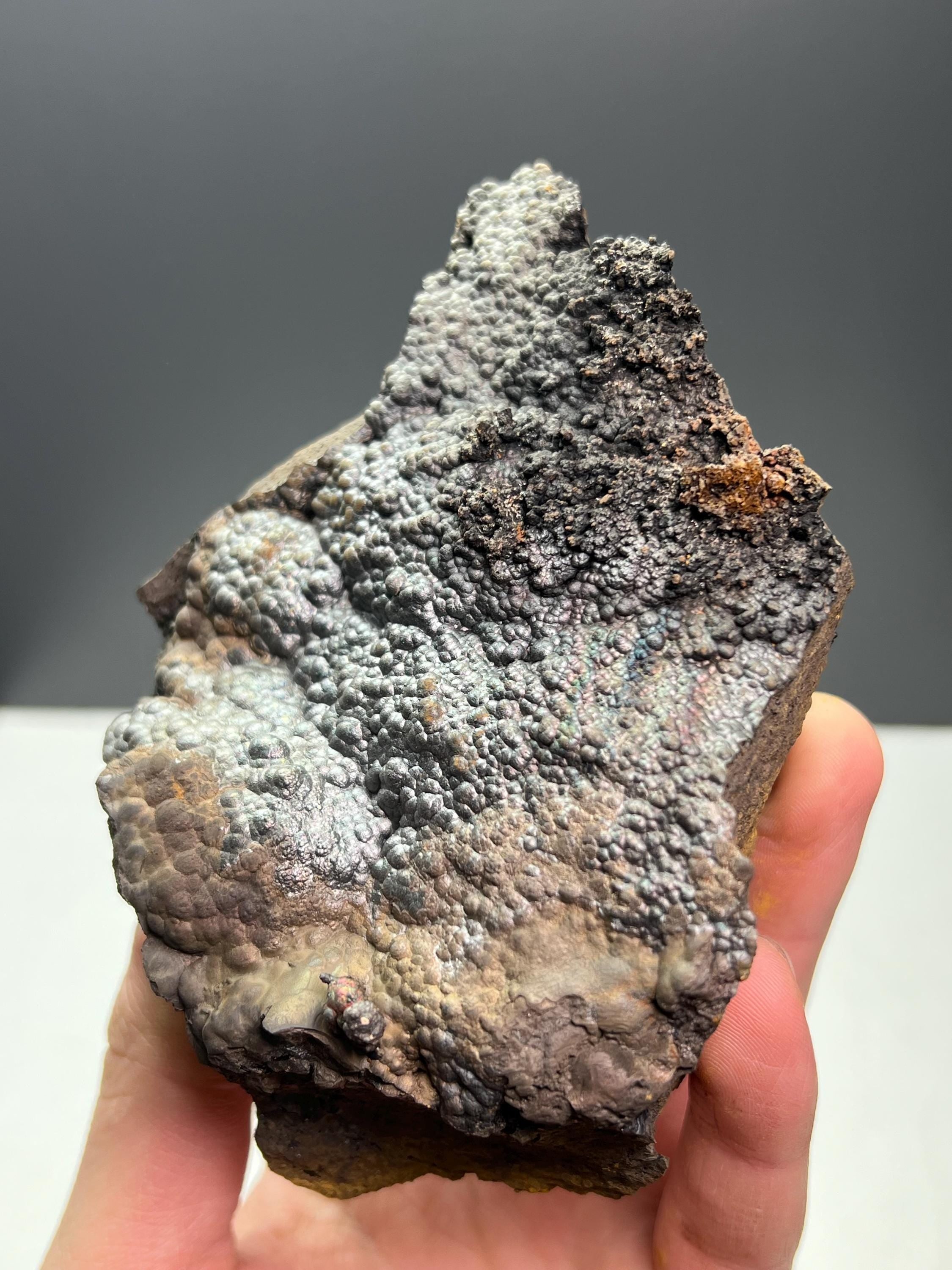 Natural Iridescent Gray Botryoidal Goethite Specimen - Crystal Gemstone AE 