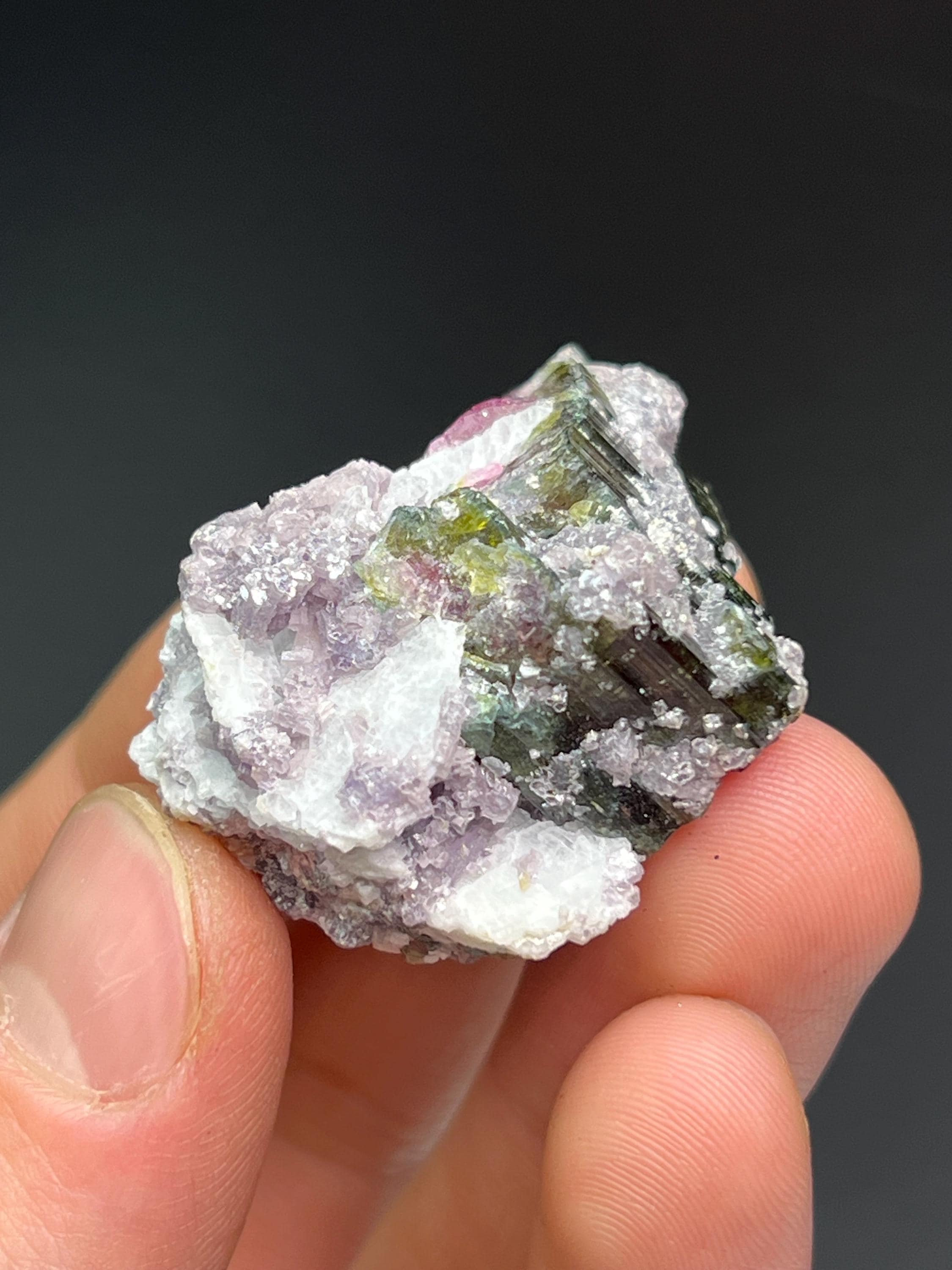 Quartz With Melon Tourmaline - Crystal Gemstone AE 