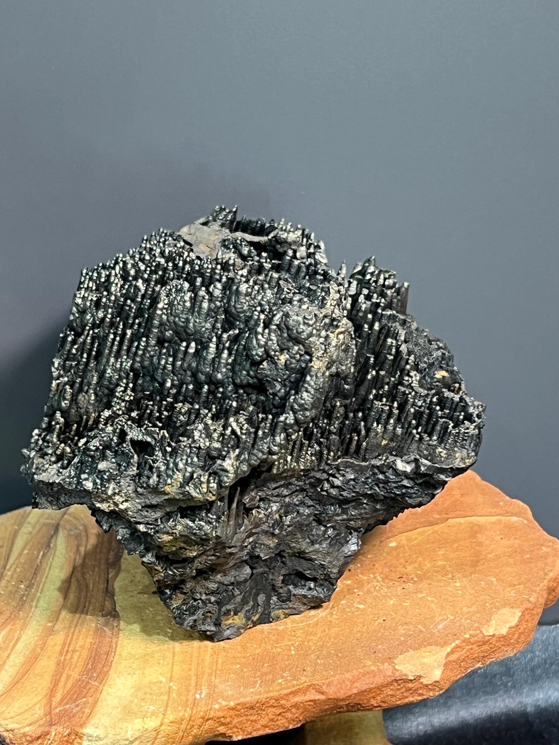 Museum Grade Double Sided Golden Color Stalactite Goethite, For Special Collection - Crystal Gemstone AE 