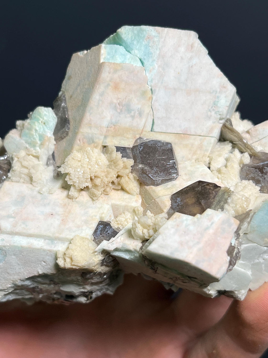 Microcline Smoky Quartz And Albite Specimen, 380gram - Crystal Gemstone AE 