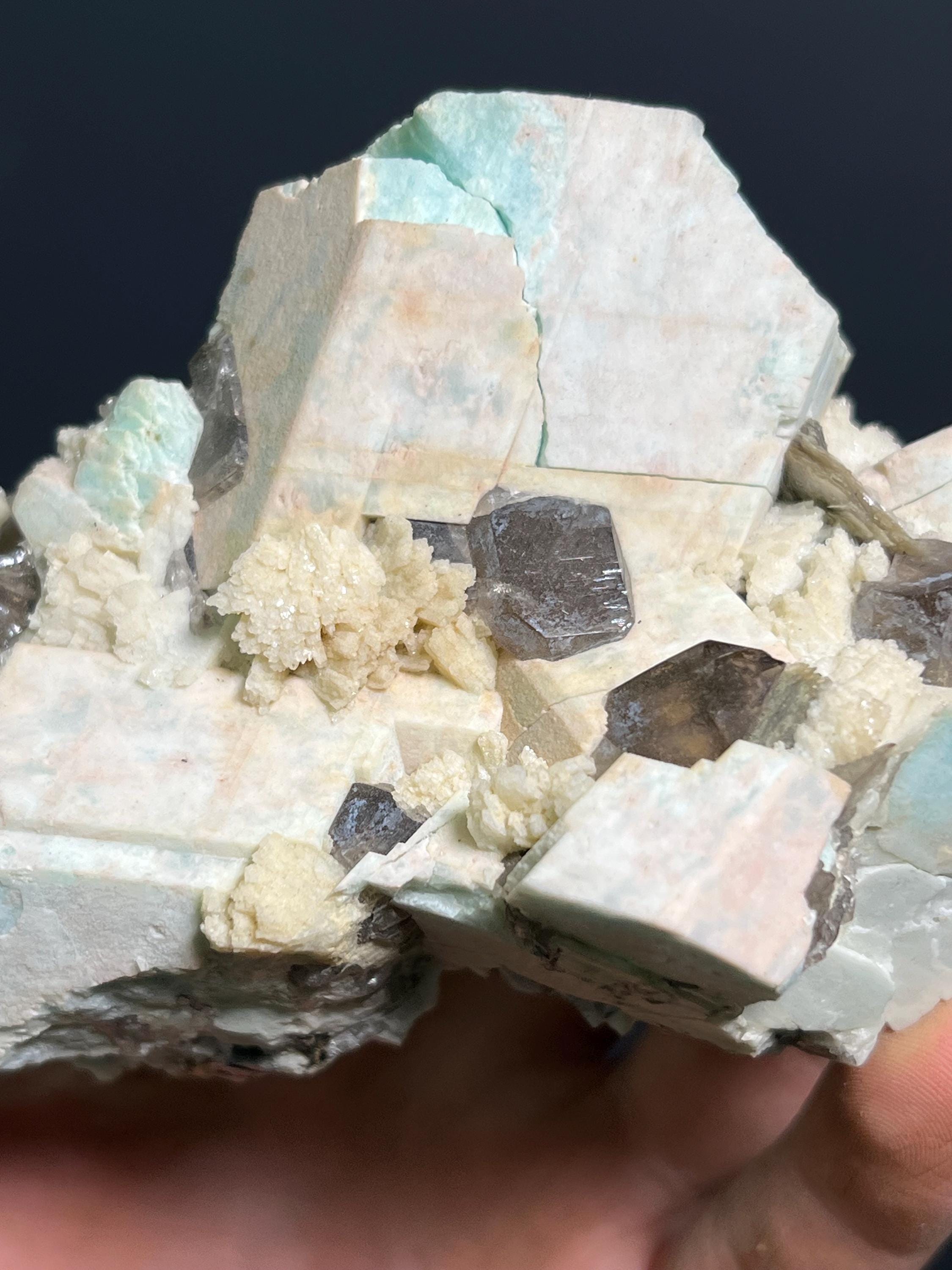 Microcline Smoky Quartz And Albite Specimen, 380gram - Crystal Gemstone AE 