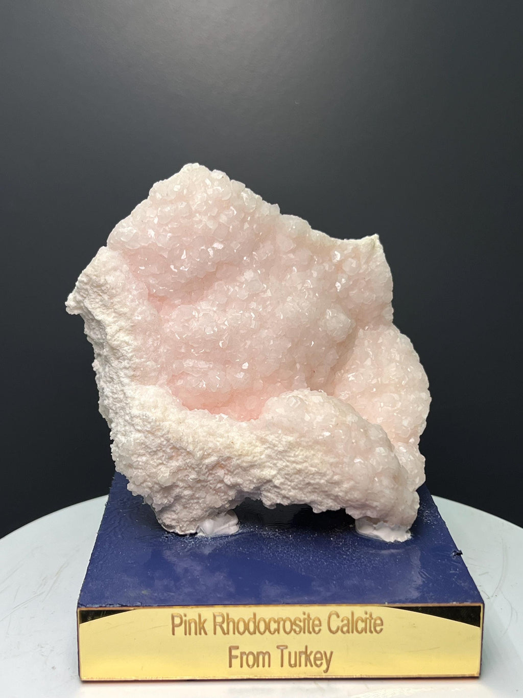 Pink Rhodocrosite With Calcite Specimen - Crystal Gemstone AE 