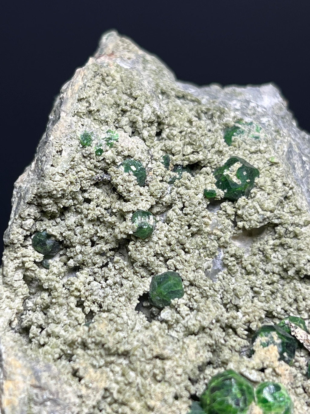 Green Demantoid Garnet On Matrix - Russia - Crystal Gemstone AE 
