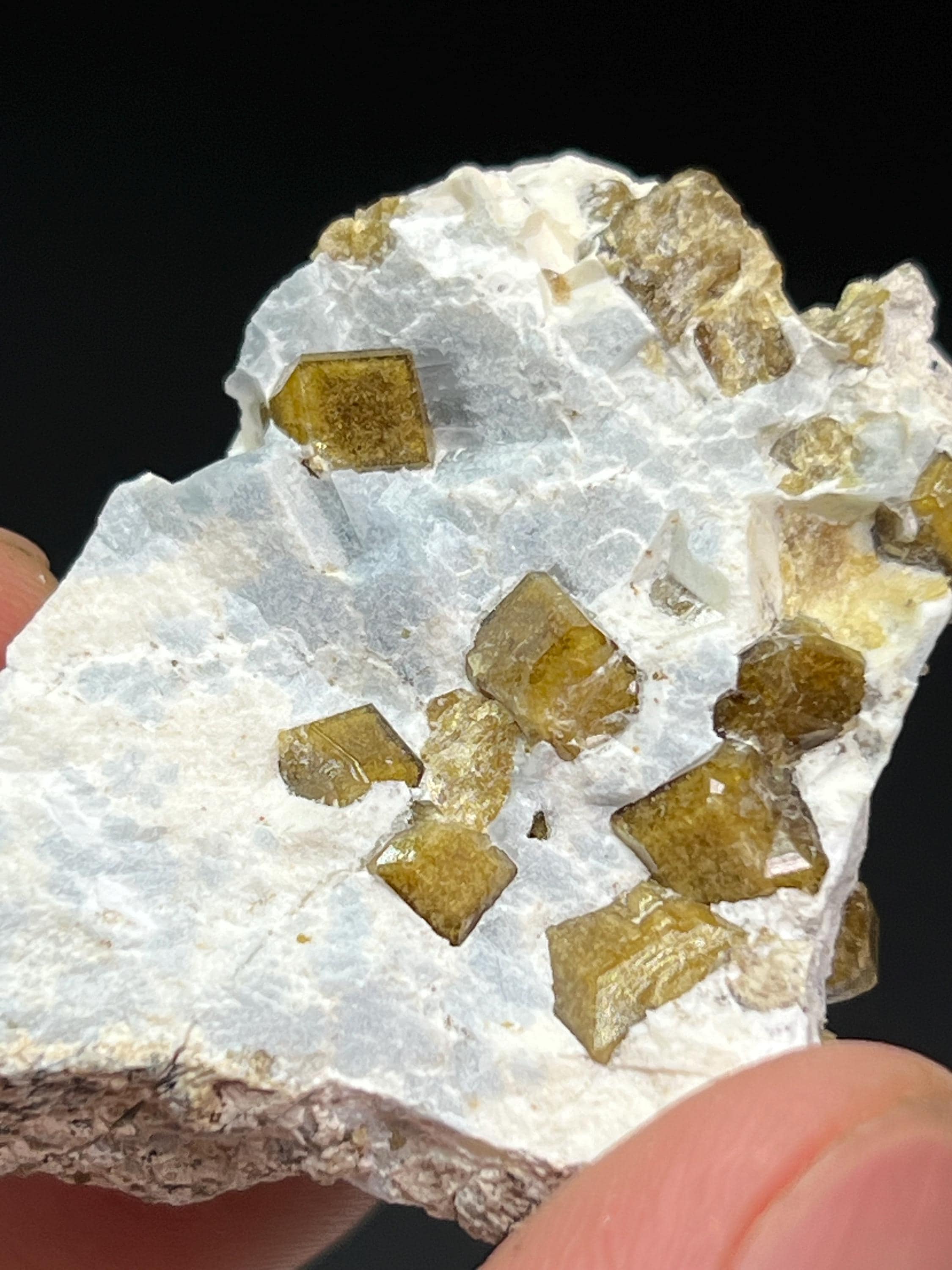 Yellow Fluorite Crystals On Matrix - Crystal Gemstone AE 