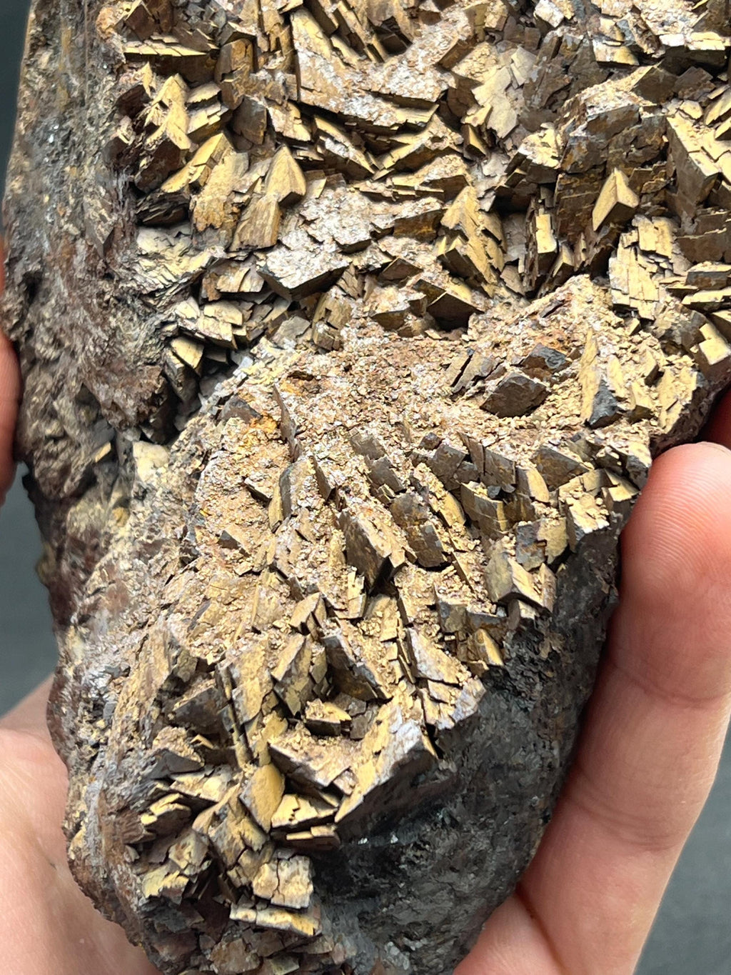 Limonite on Siderite Mineral Specimen, Iron Coated - Crystal Gemstone AE 