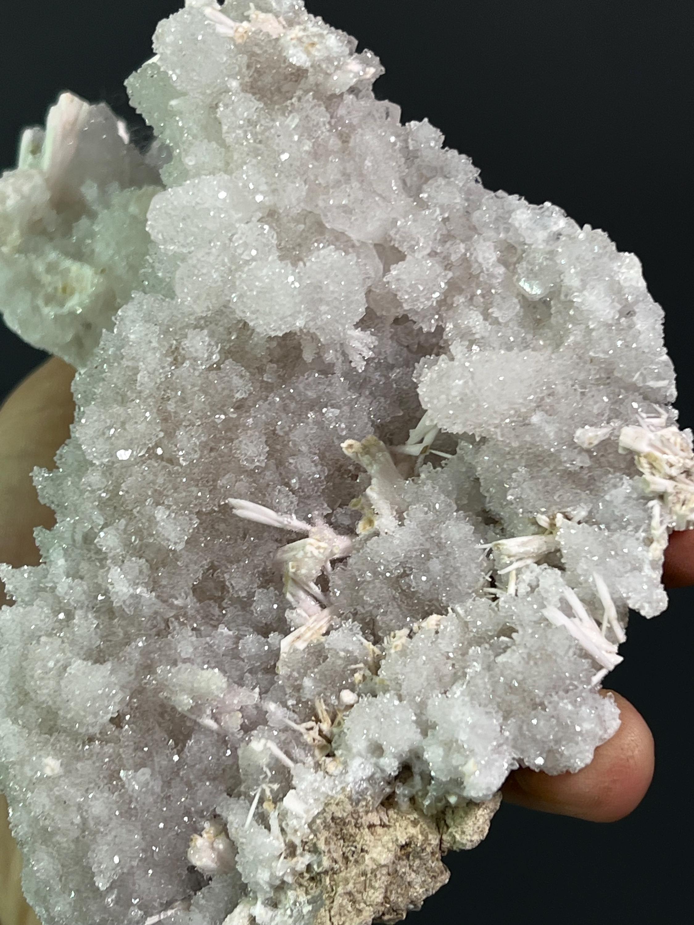 Stick Calcite With Pink Amethyst Quartz - Crystal Gemstone AE 