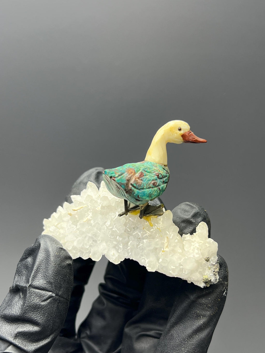 Crystal Quartz And Galena With Natural Stone Bird - Crystal Gemstone AE 