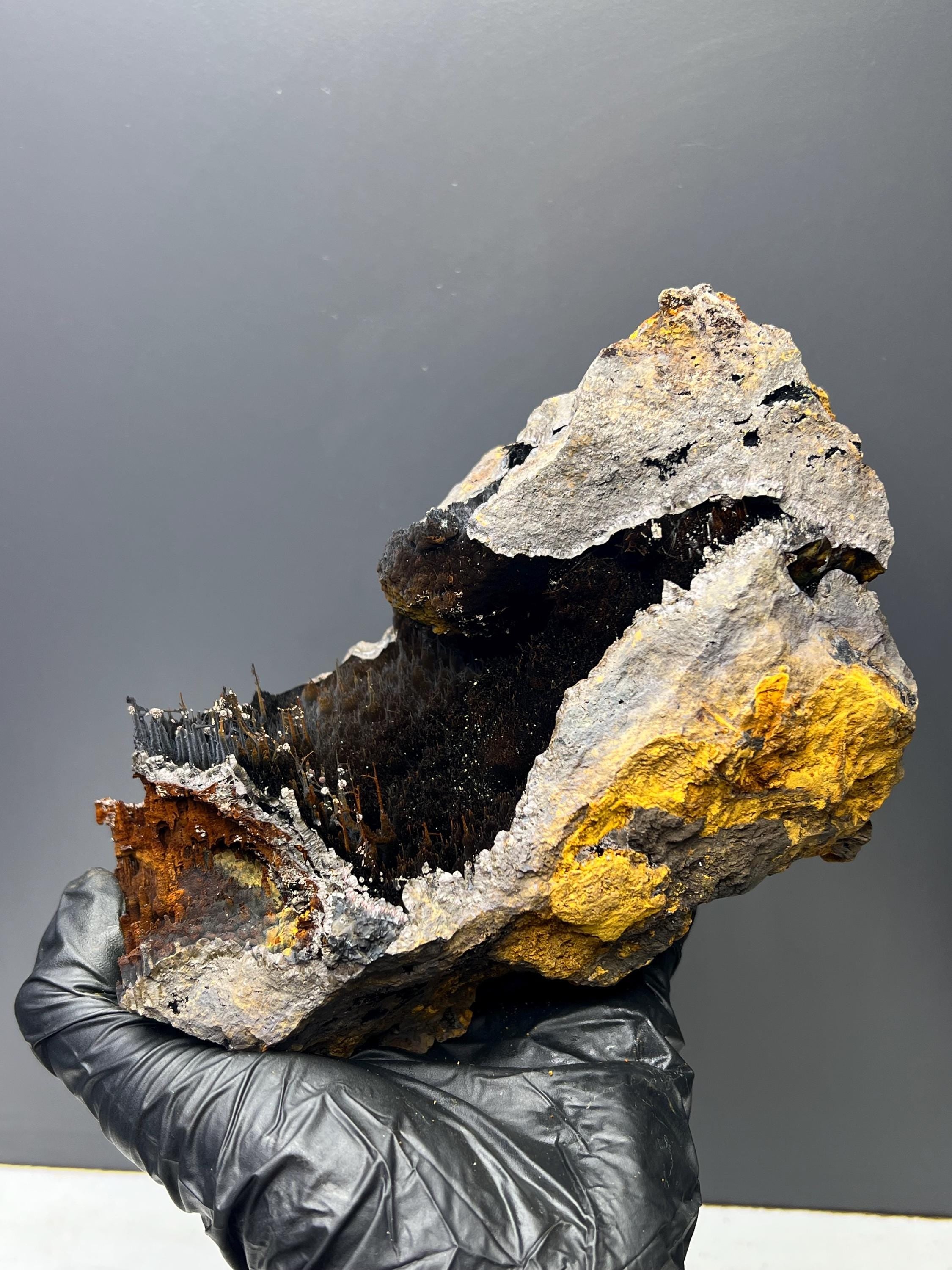 Museum Grade, Cave Shaped Limonite And Specularite On Stalactite Goethite Specimen, For Special Collection - Crystal Gemstone AE 