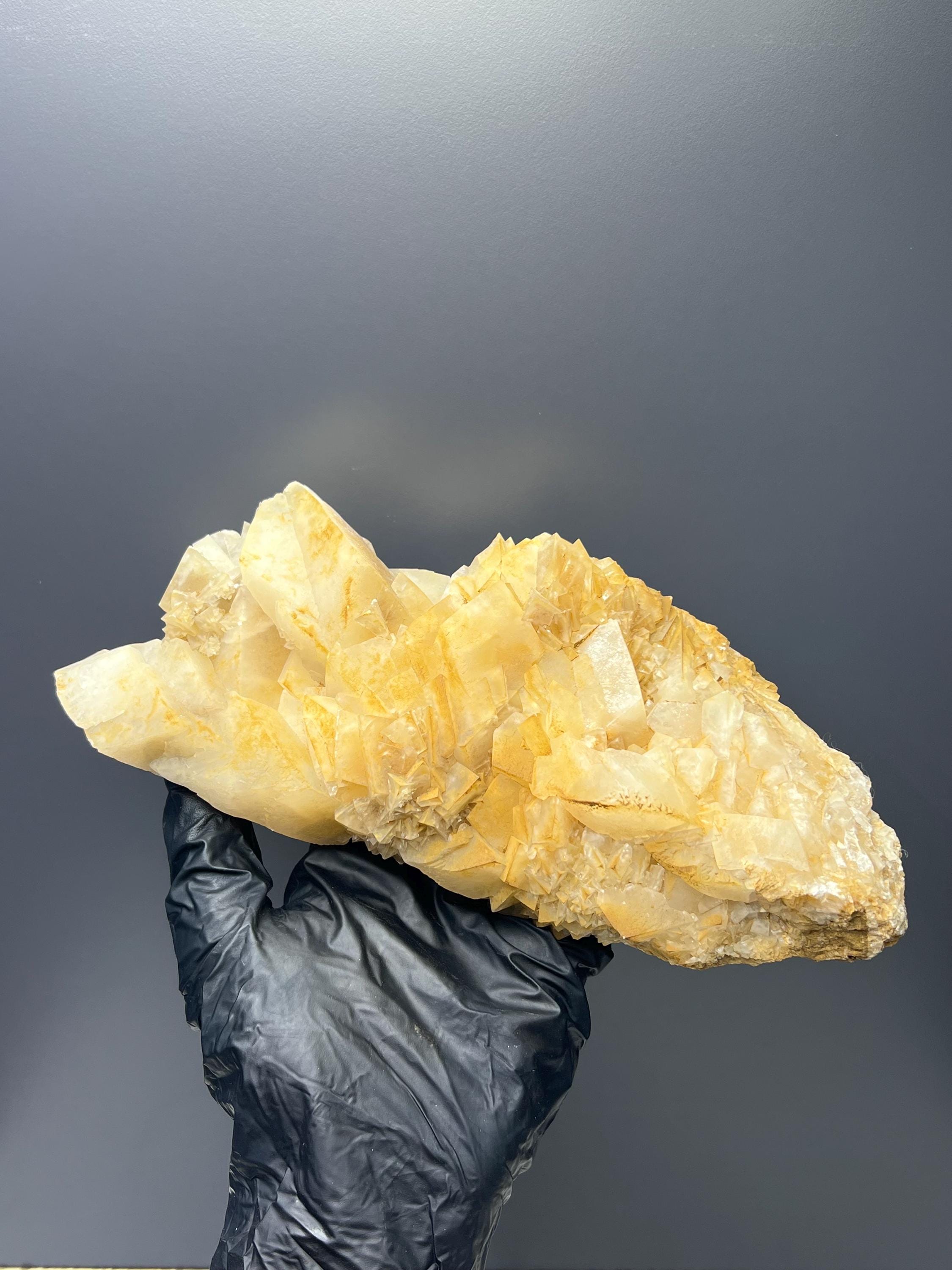 Large Orange Crystal Calcite Specimen - Turkish Mineral Decor - Crystal Gemstone AE 