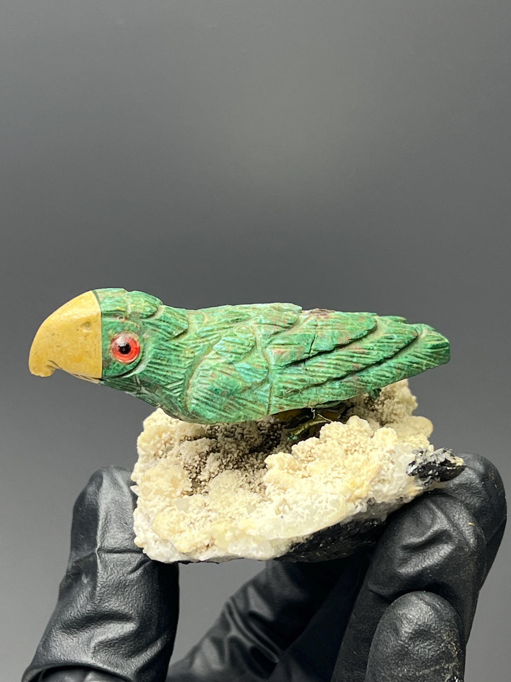 Calcite And Galena Stone With Natural Stone Bird - Crystal Gemstone AE 