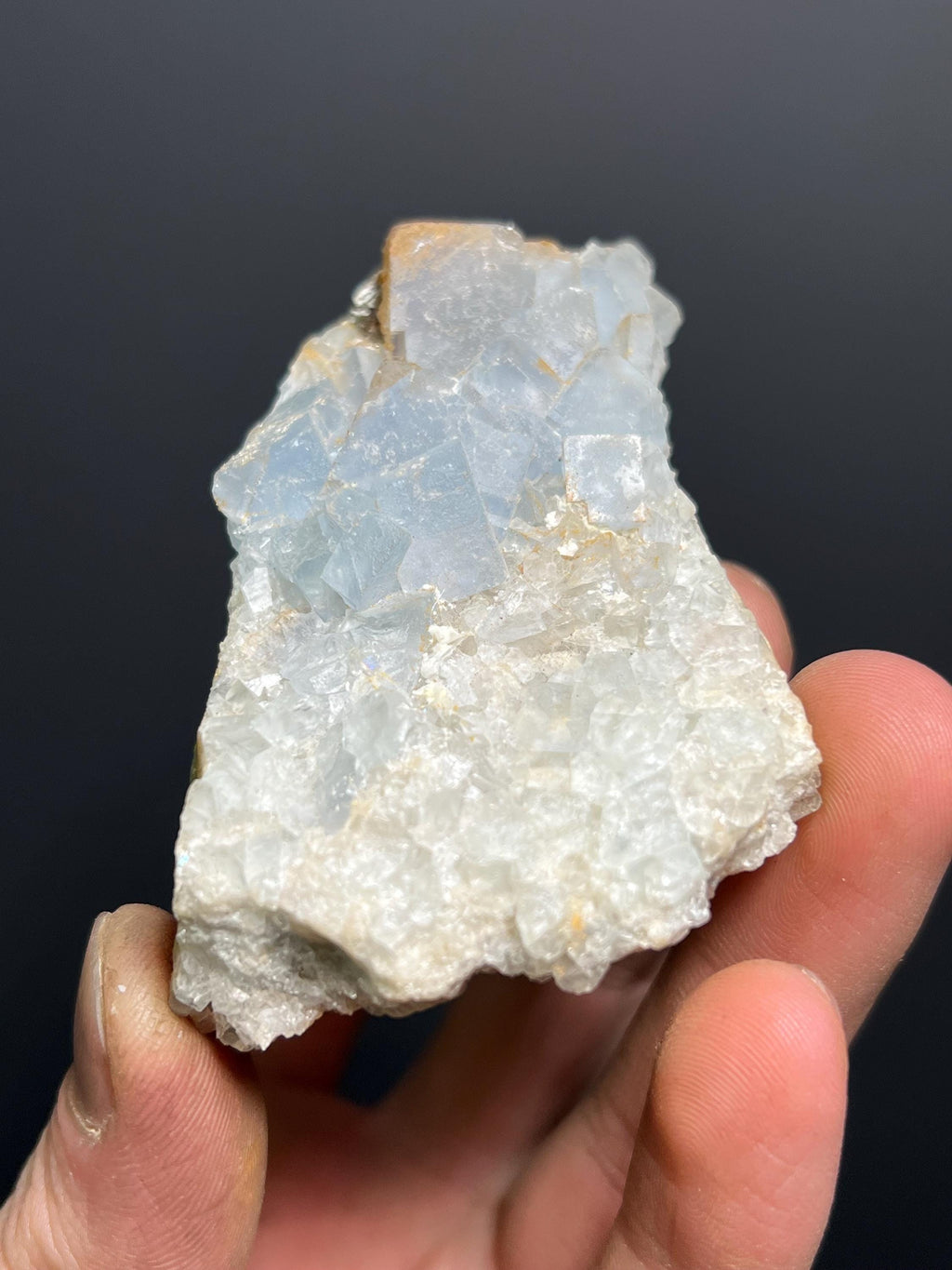 Blue Fluorite On Calcite Specimen, 136gram - Crystal Gemstone AE 