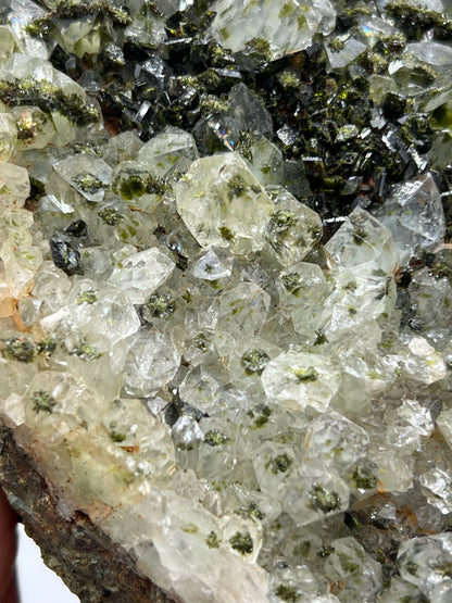 Black Epidote And Green Epidote With Lodolite Quartz