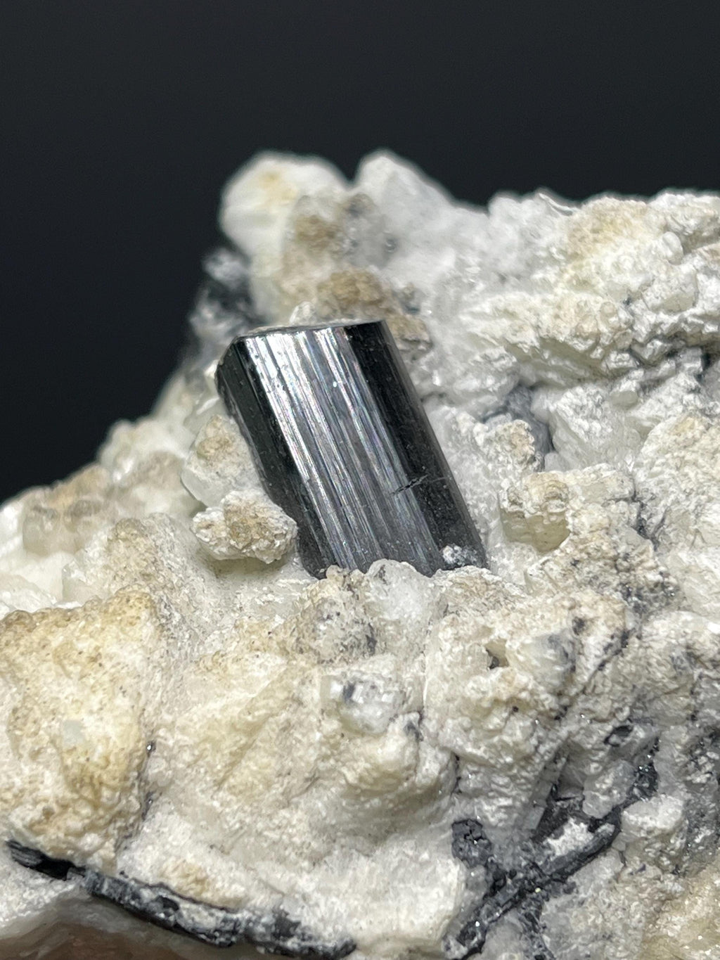 Black Tourmaline With Albite Mica Specimen - Crystal Gemstone AE 