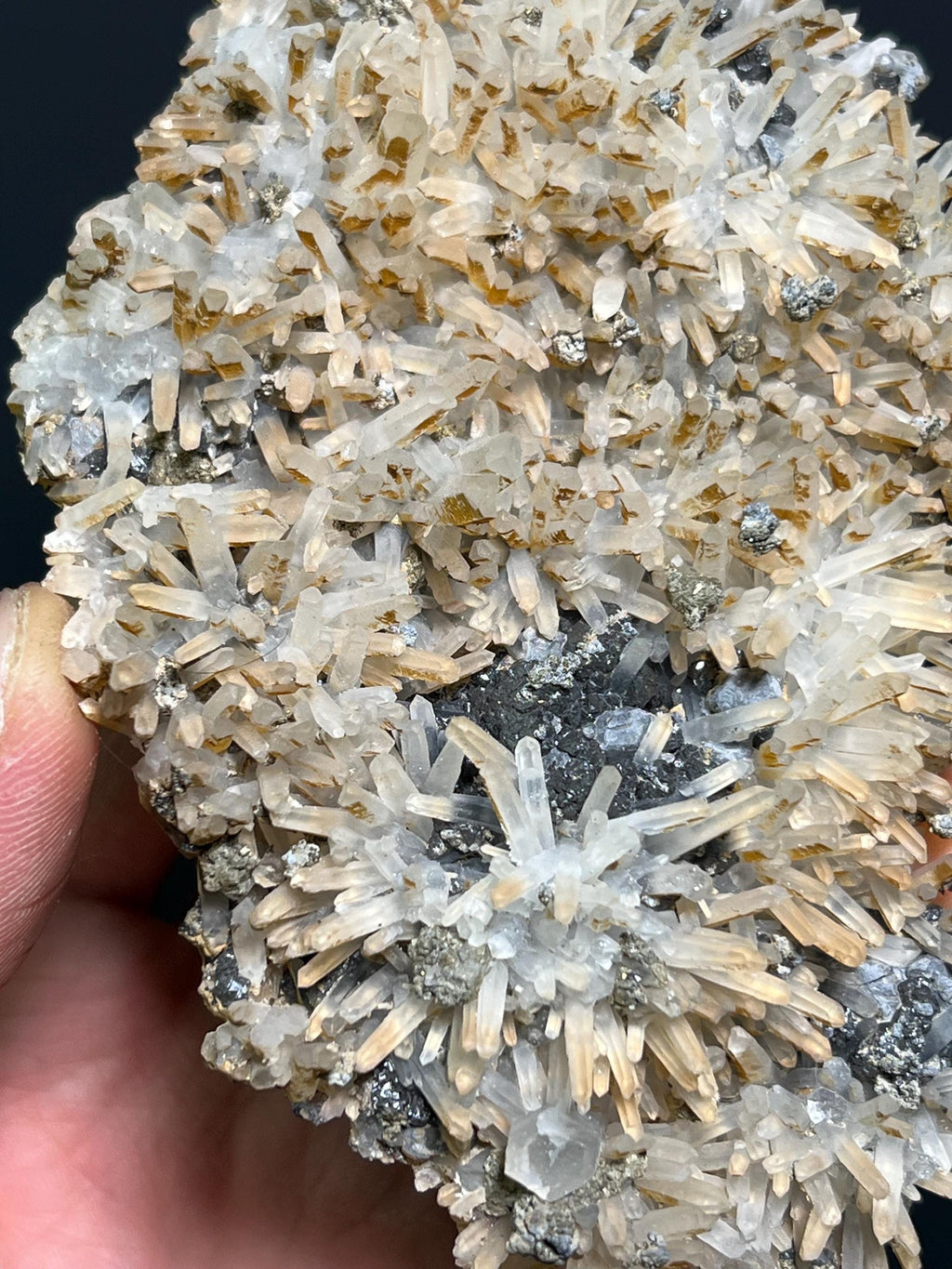 Very Special, Sphalerite And Pyrite On Gypsum Crystal Selenite Specimen, 254gram - Crystal Gemstone AE 